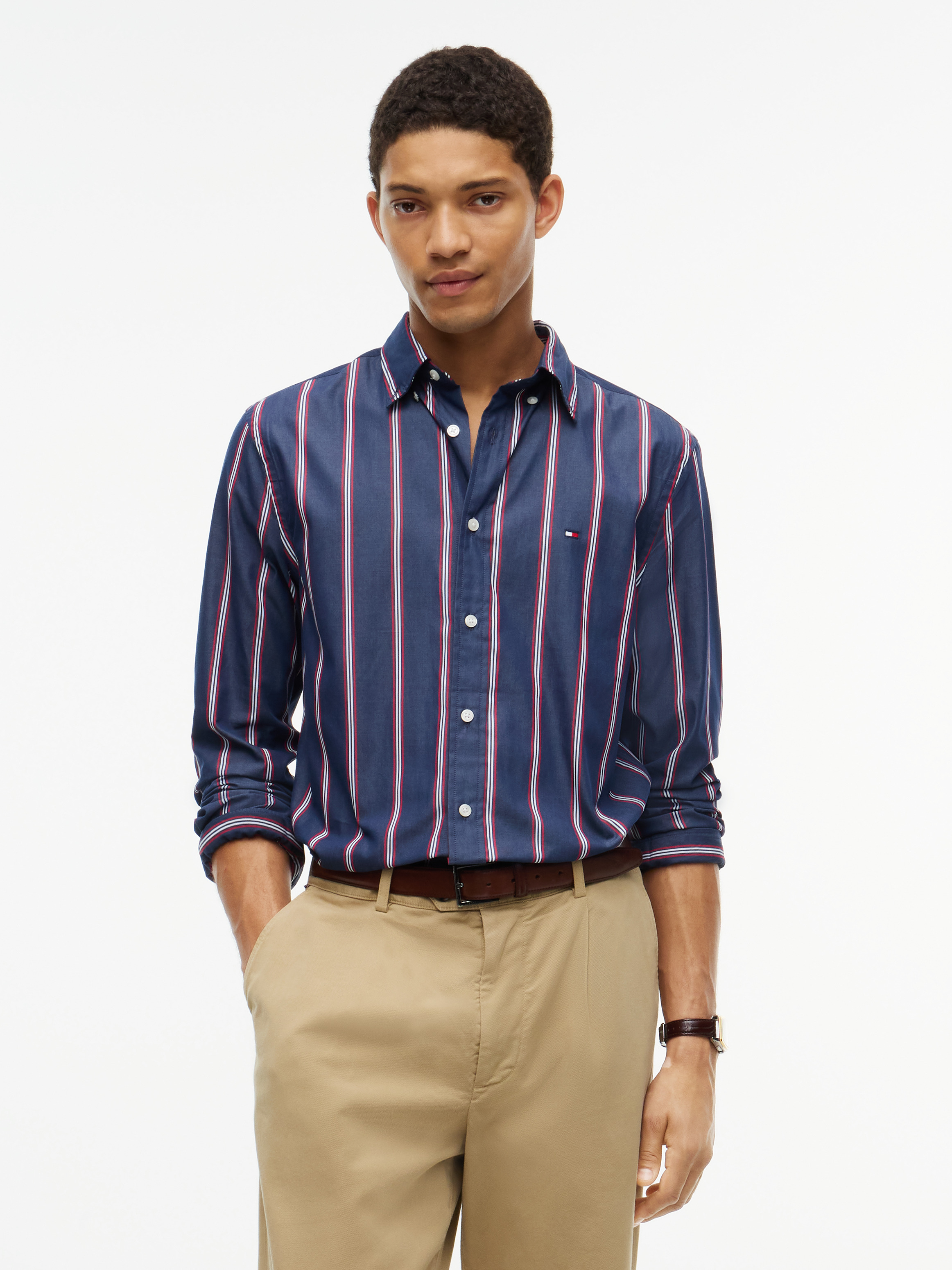 Regular Fit Flex Stripe Poplin Shirt