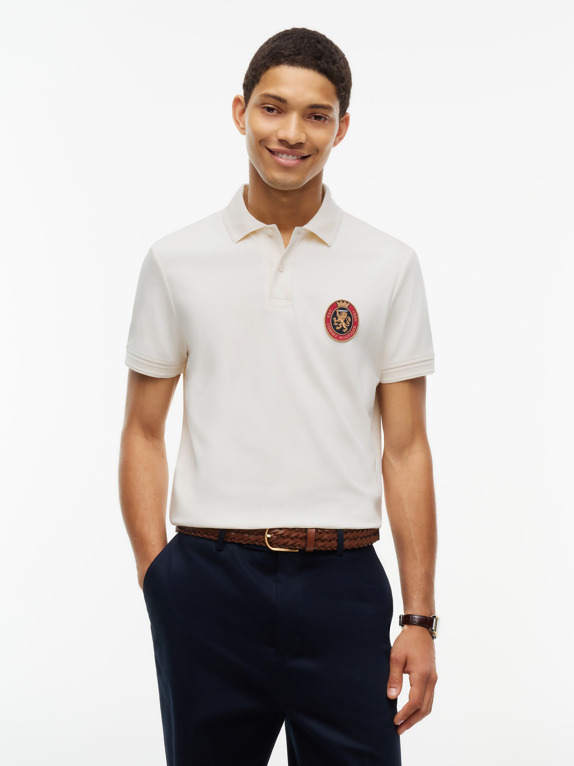 Regular Fit Logo Interlock Knit Polo Shirt