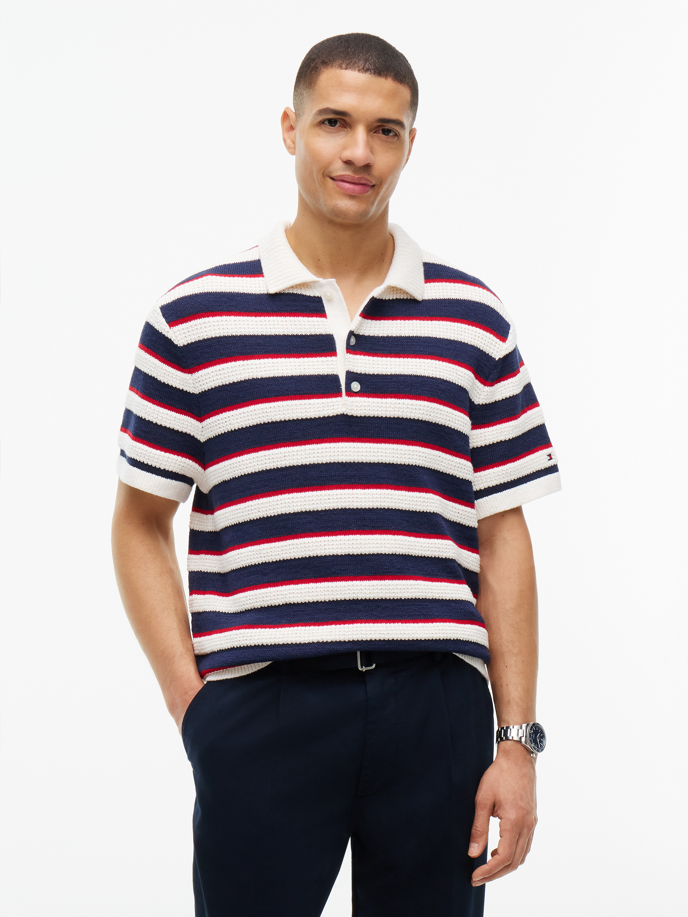 Regimental Stripe Short Sleeve Polo Jumper