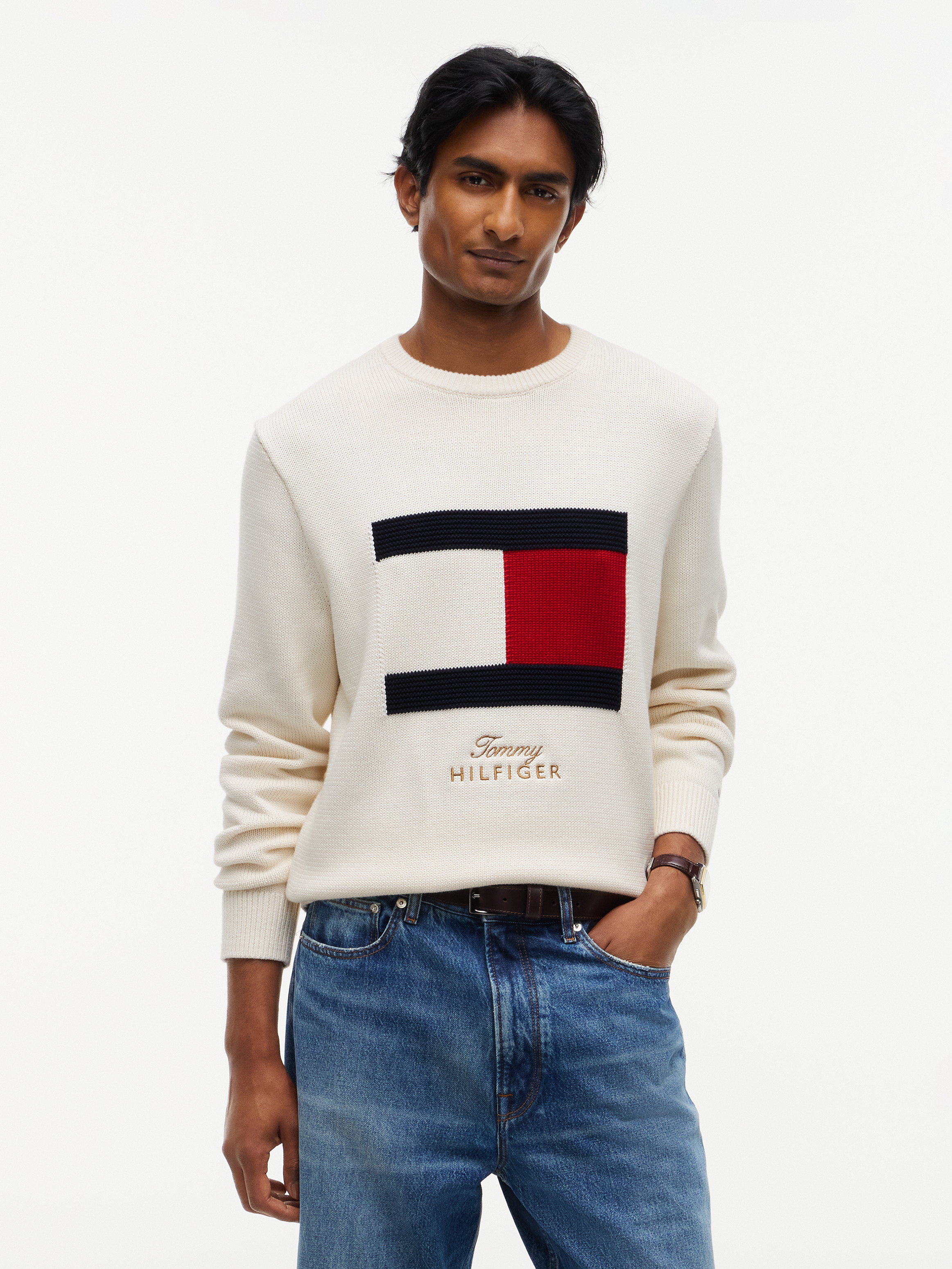 Intarsia Flag Crew Neck Jumper