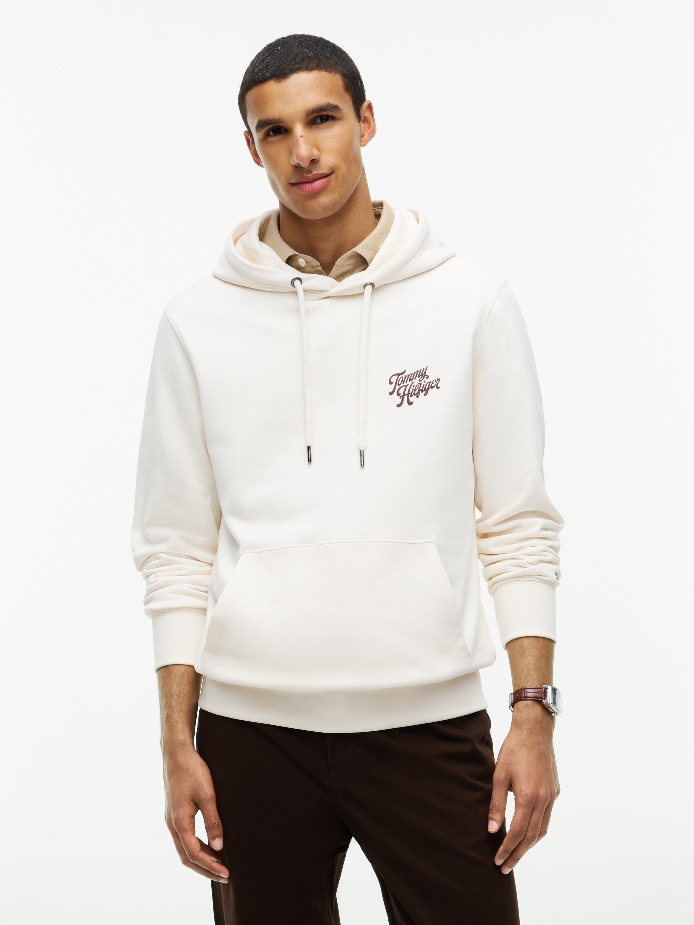 Back Graphic Terry Drawstring Hoodie