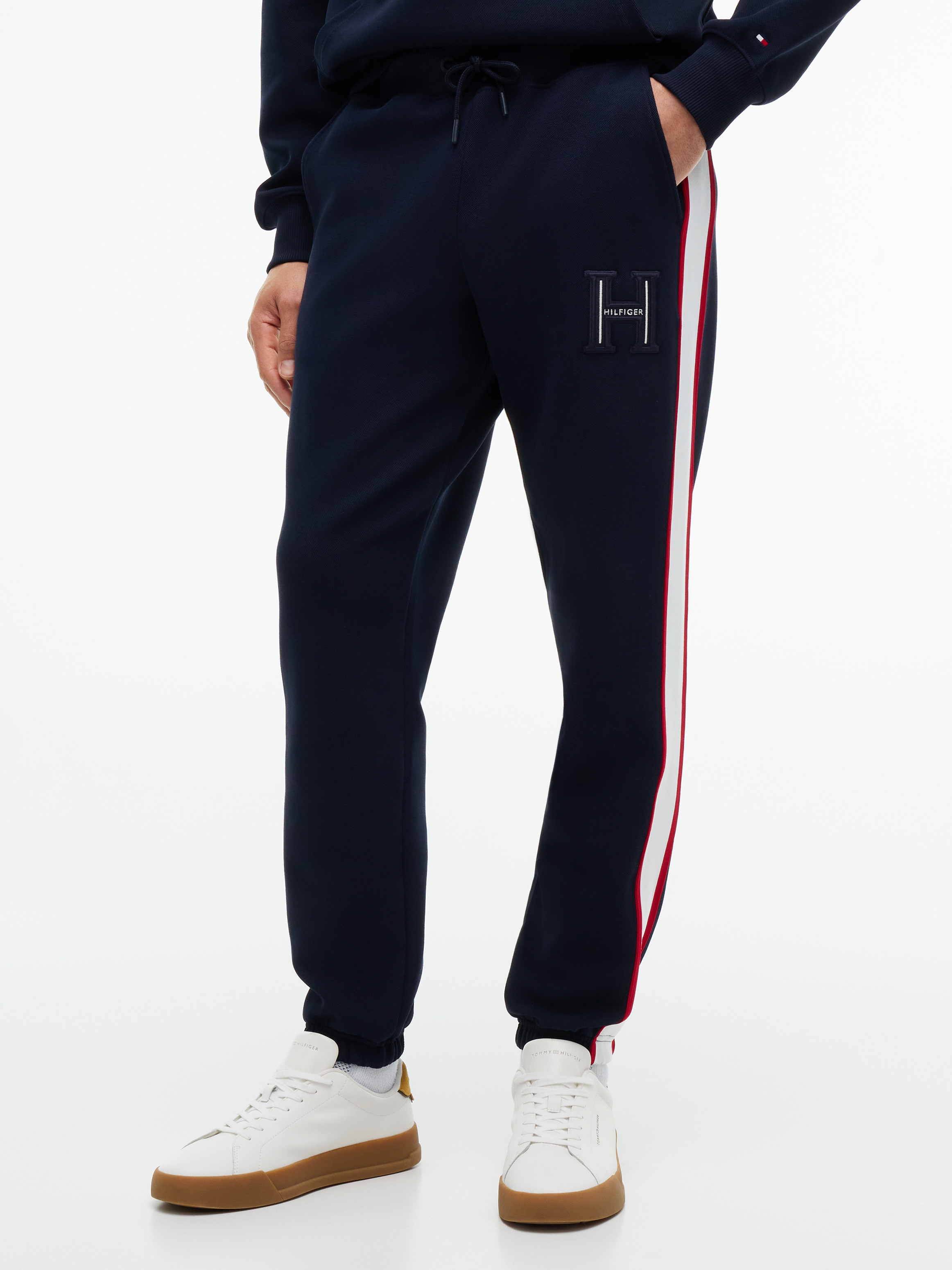 Logo Stripe Pique Cuffed Joggers