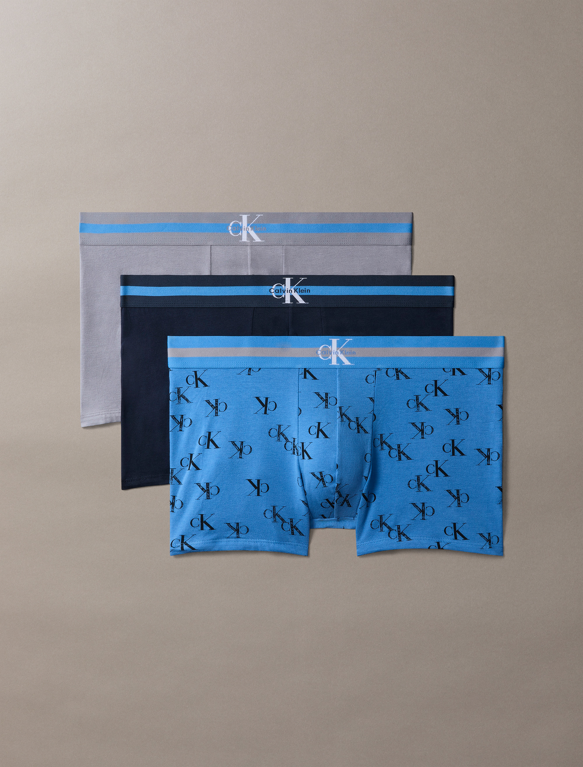 Graphic Monogram Cotton Stretch 3-Pack Trunks