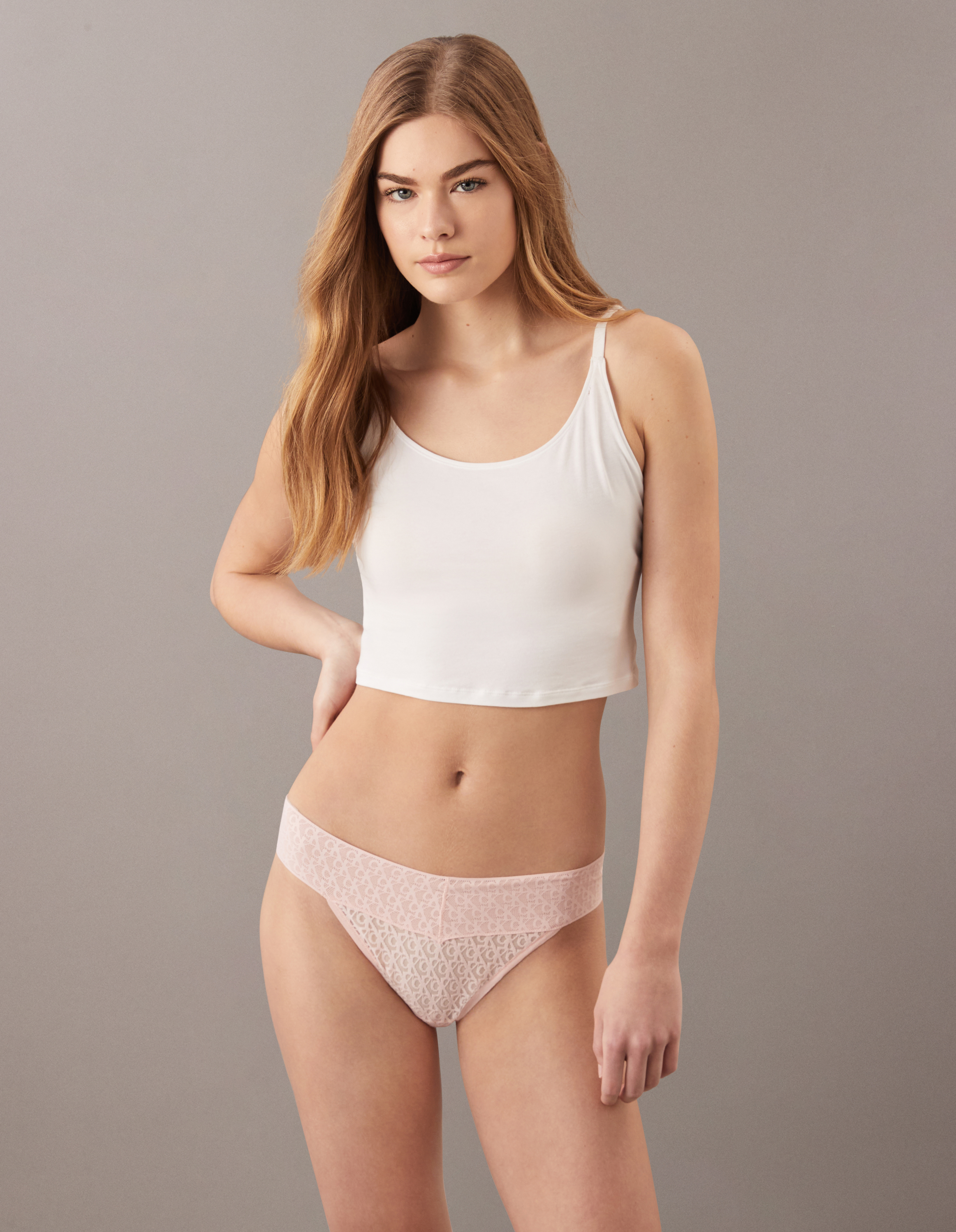 CK Logo Lace Trim Low Rise Bikini Brief