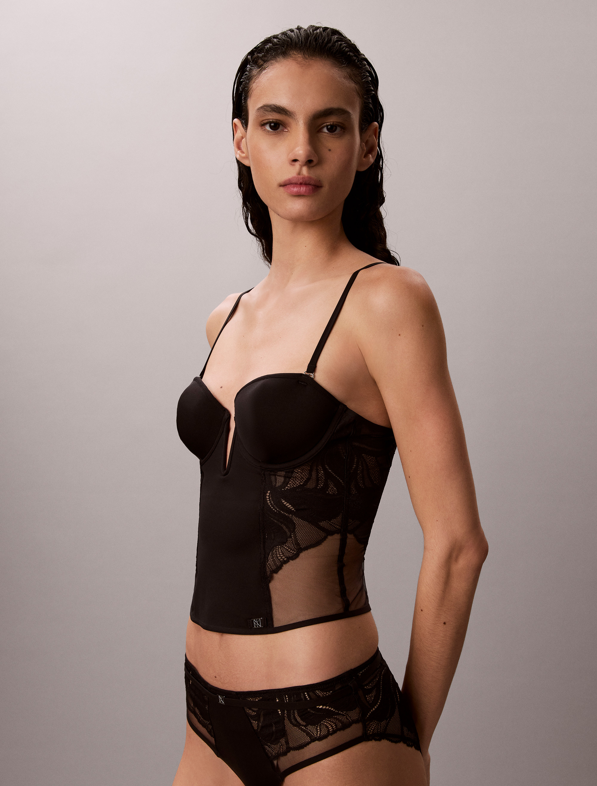 CK Black Geo Lace Bustier