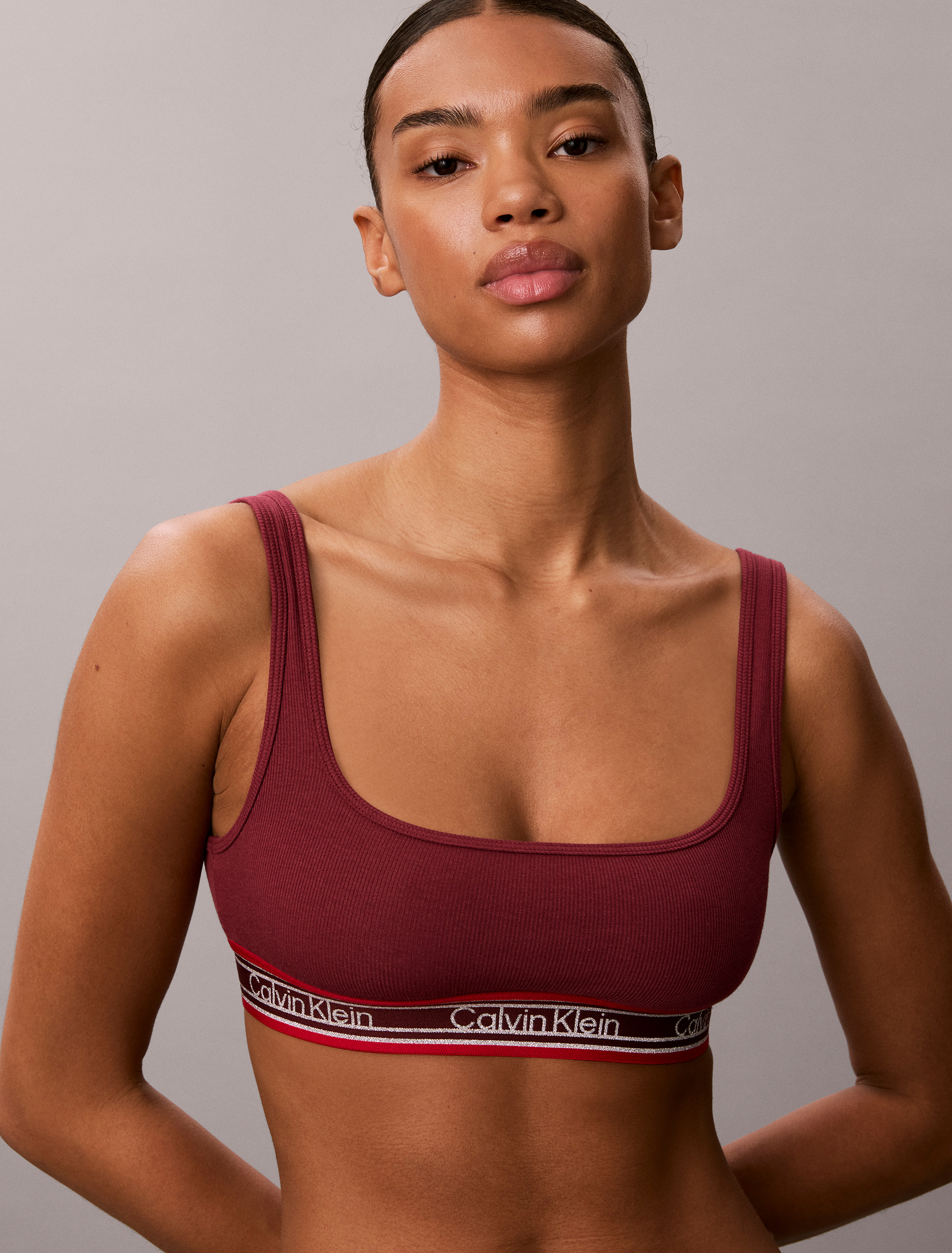 Icon Cotton Modal Stripe Rib Unlined Bralette
