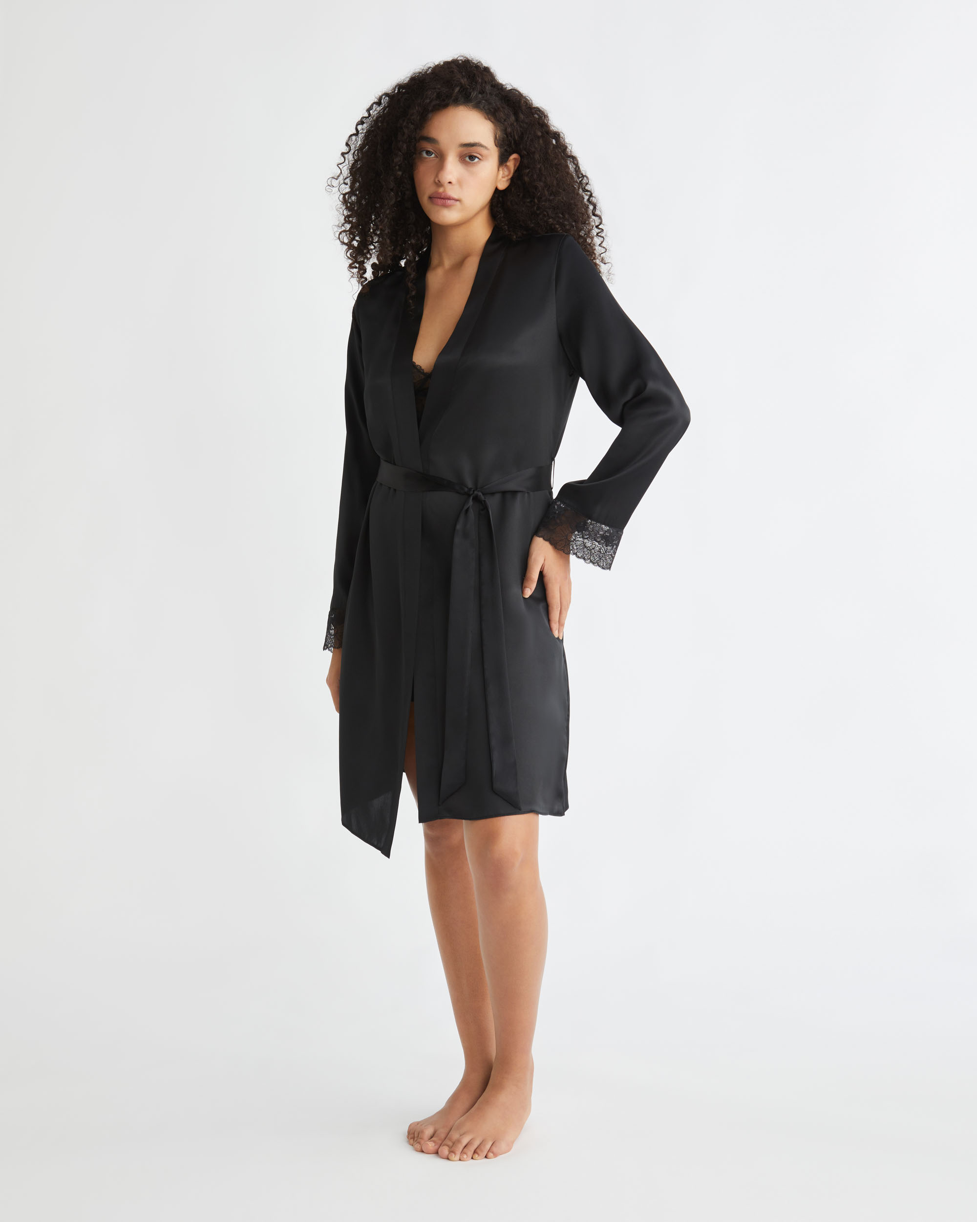 CK Black Silk Robe Calvin Klein