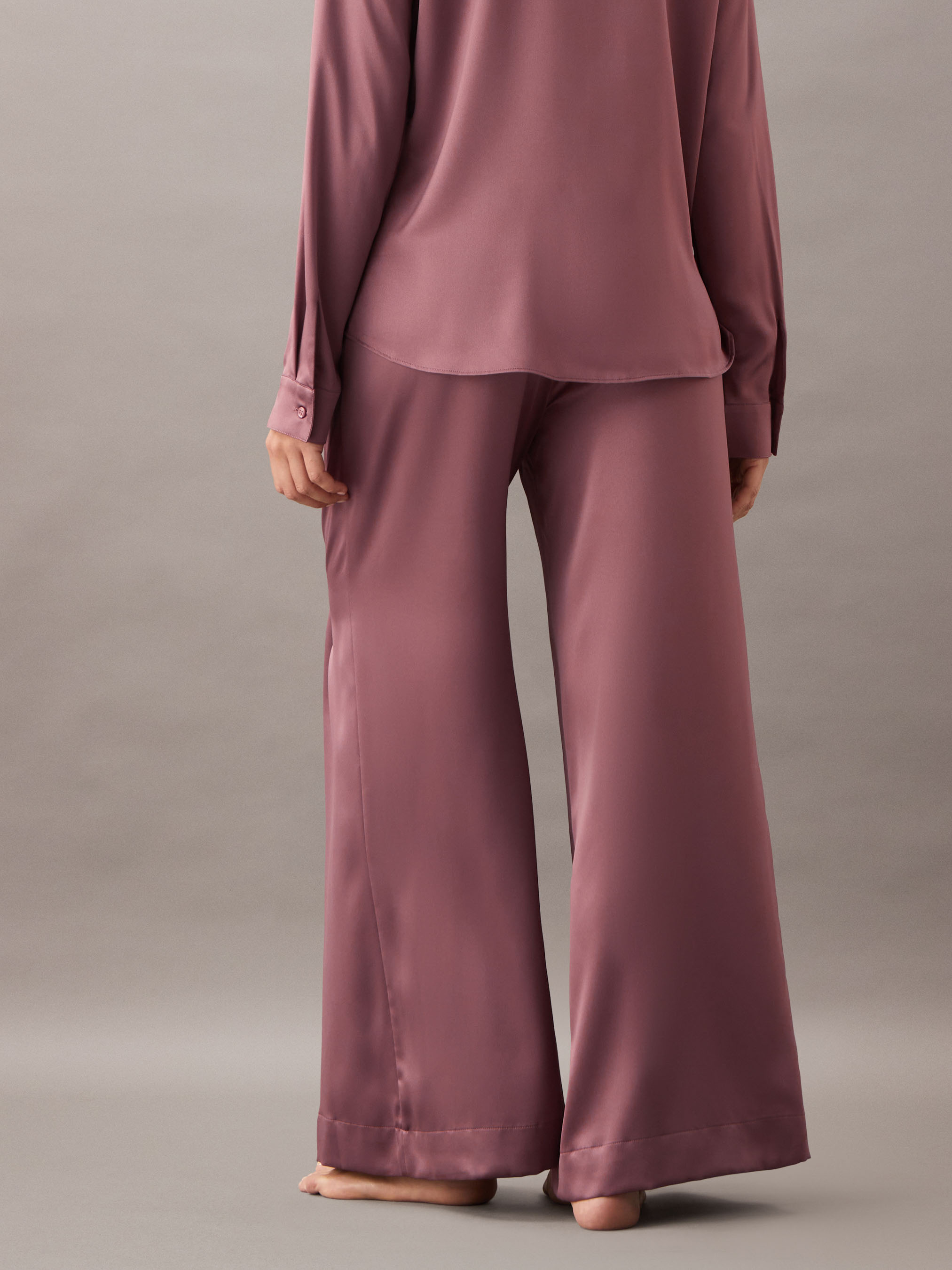 値下げ不可　美品silk linen shantung pajama pants Wantschun Womens Wide Leg Pajama Pants Satin Silk Casual