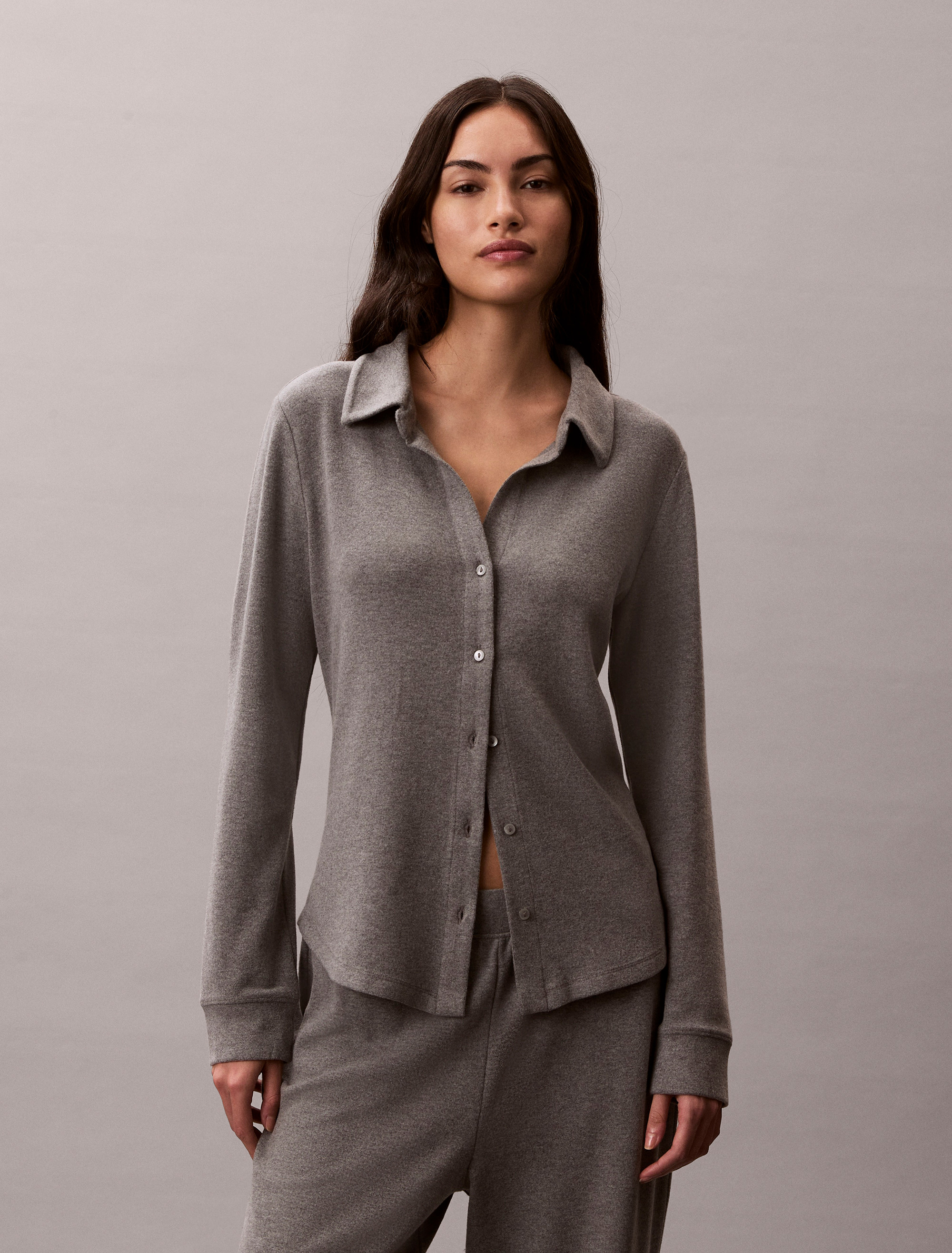 Brushed Knit Slim Sleep Shirt