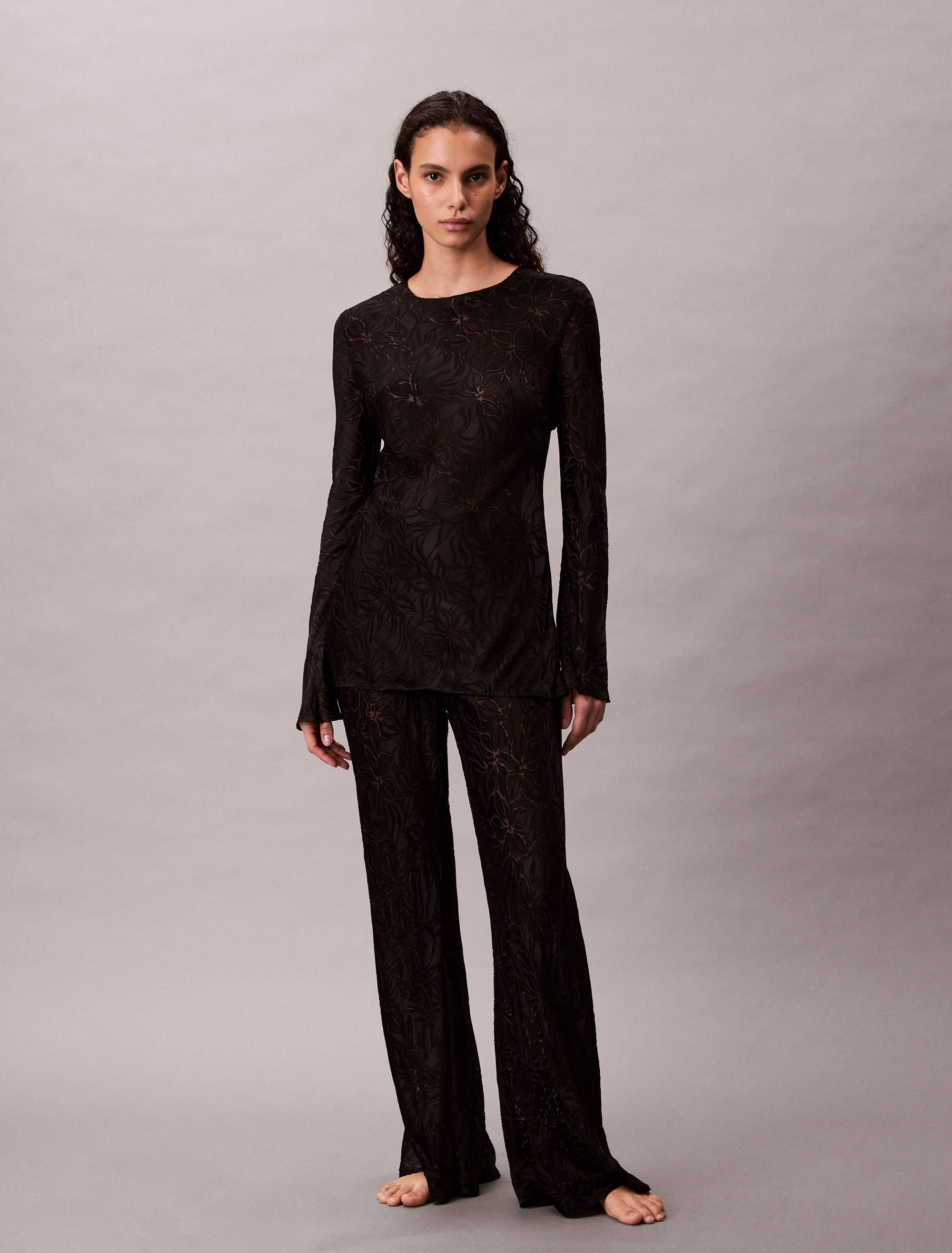 Silk Blend Jacquard Sleep Pants