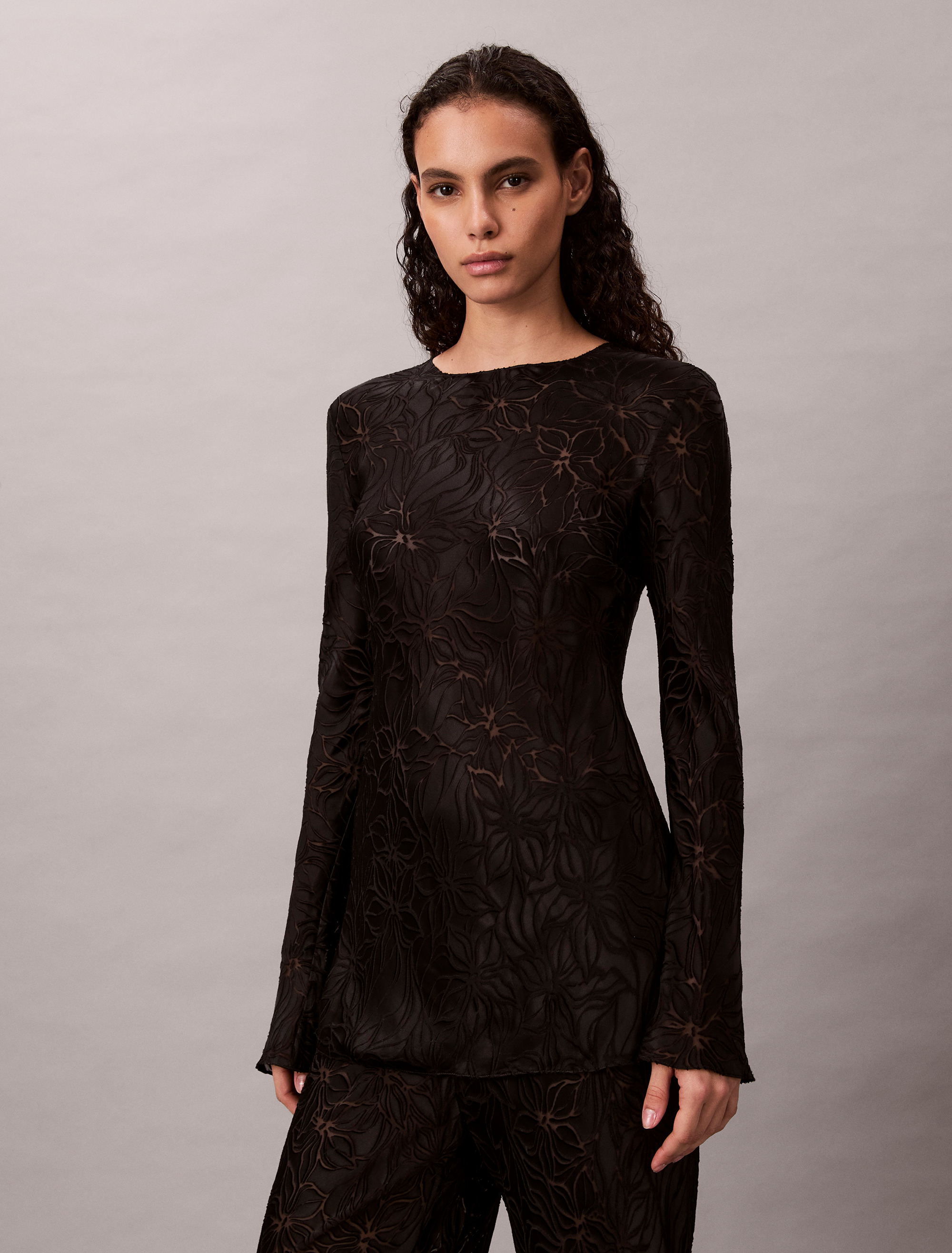 Silk Blend Jacquard Sleep Shirt