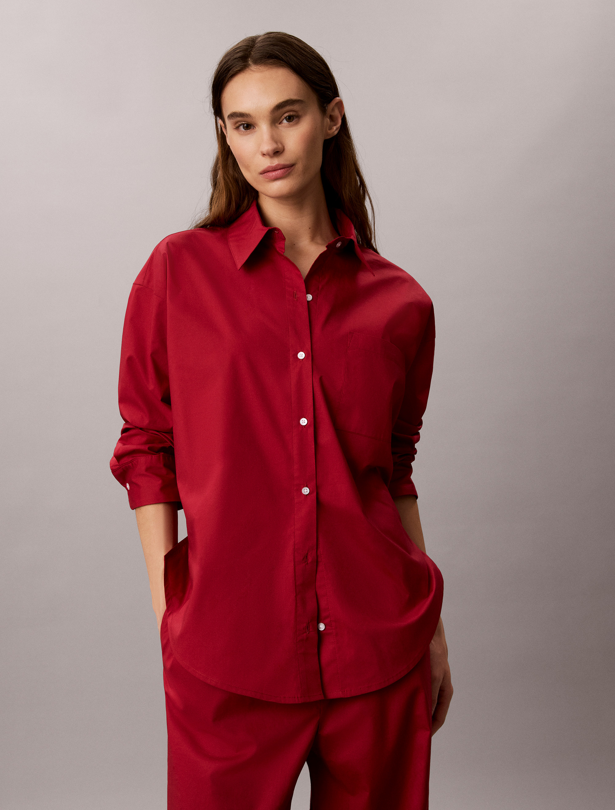 Cotton Poplin Relaxed Sleep Shirt