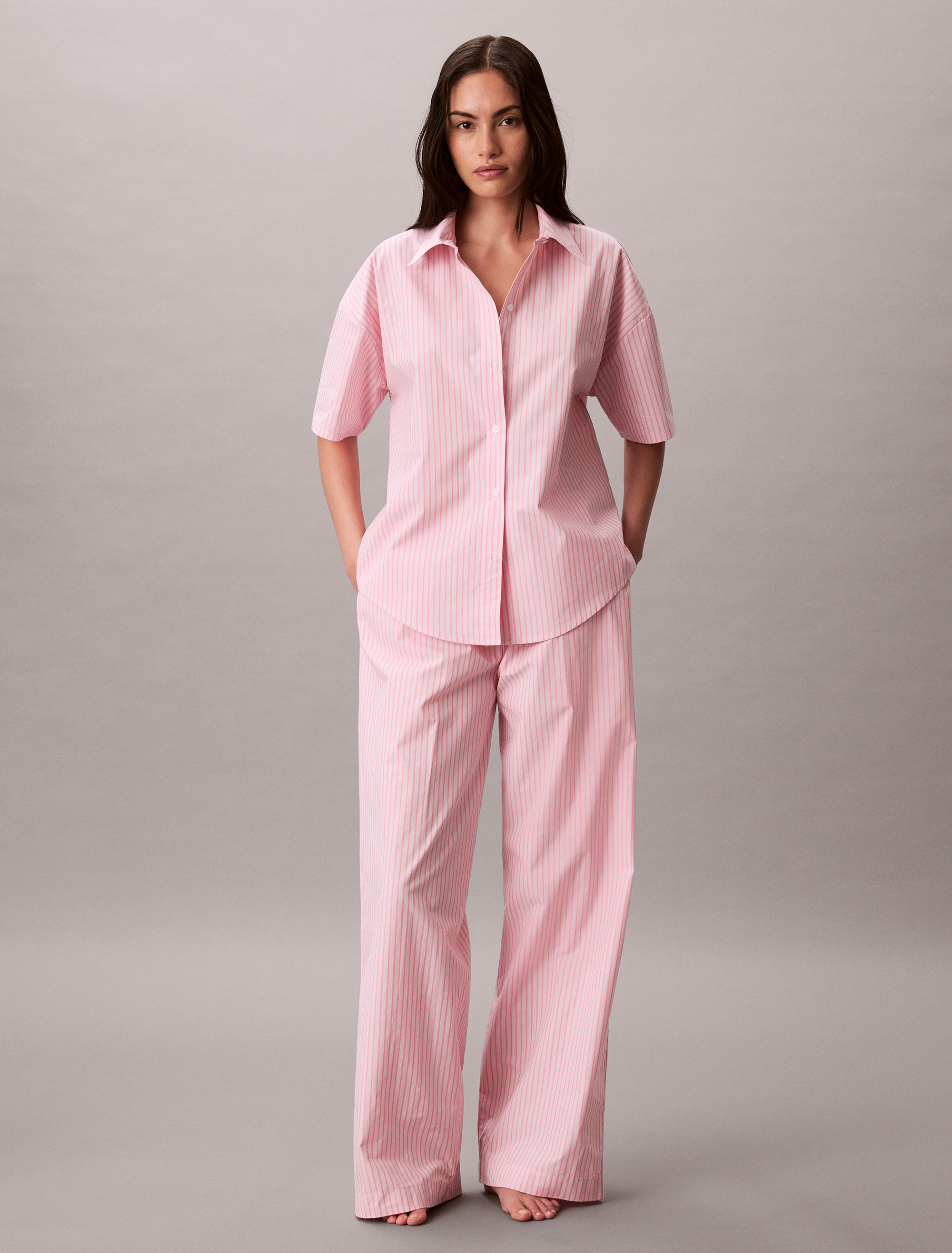 Cotton Poplin Pants Pyjama Set