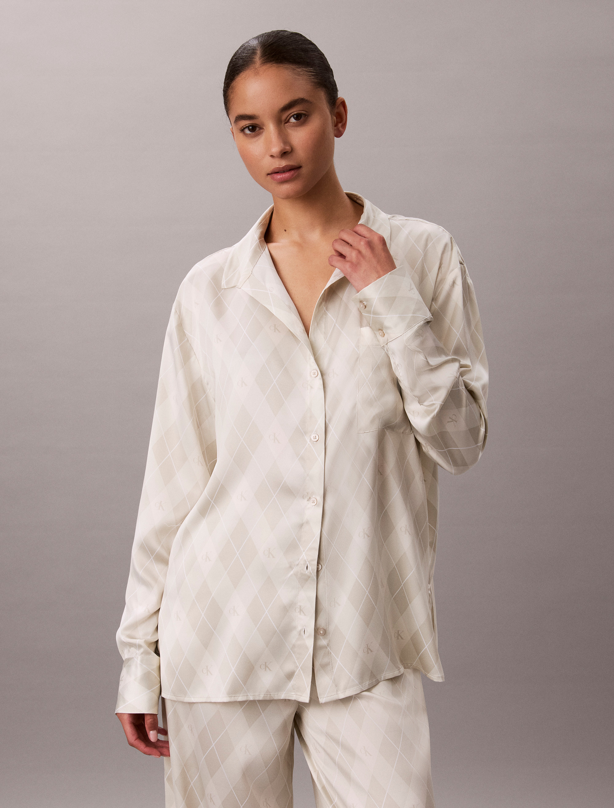 Satin Button-Down Pyjama Shirt