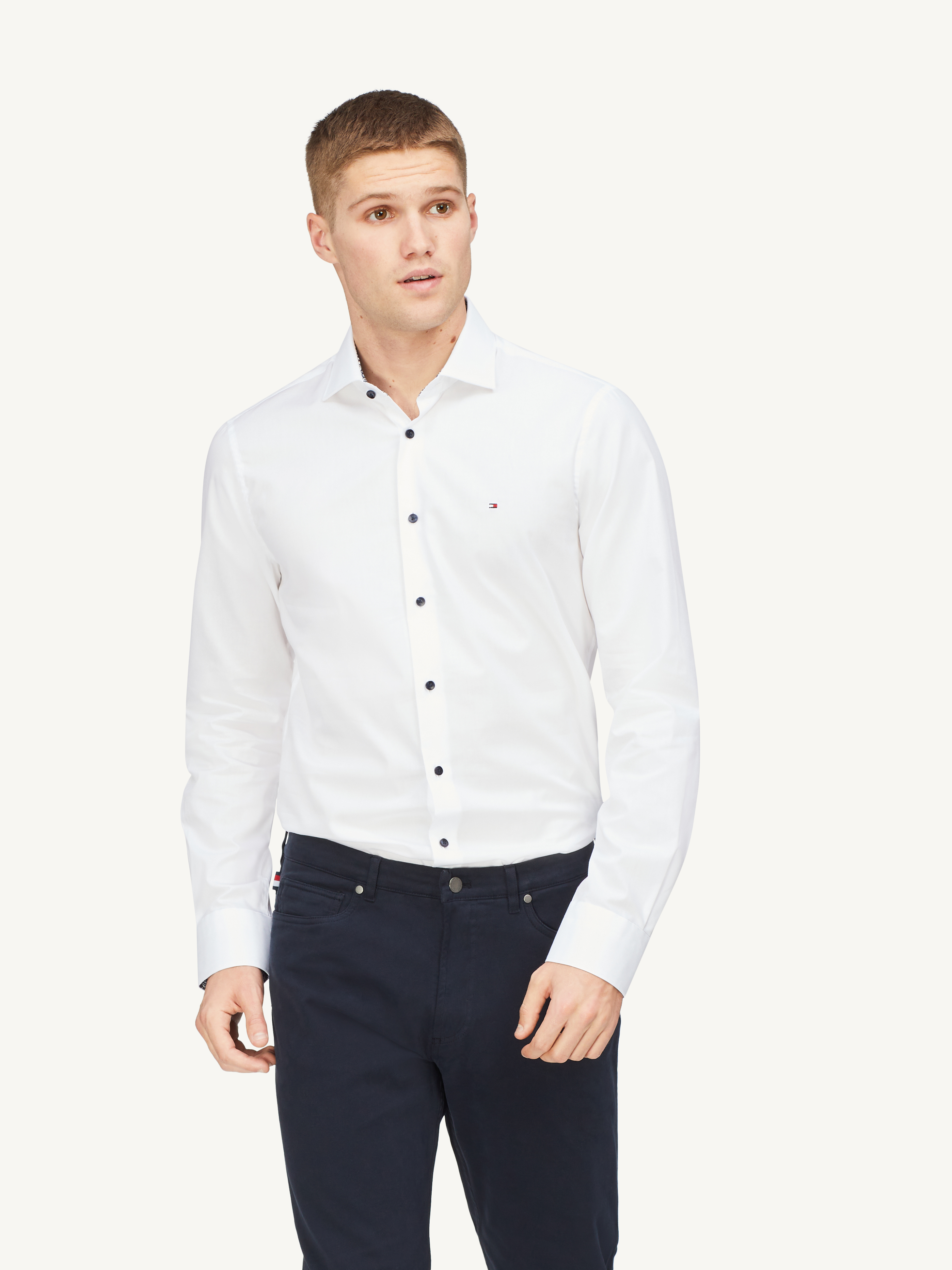 Tommy hilfiger slim fit poplin deals shirt