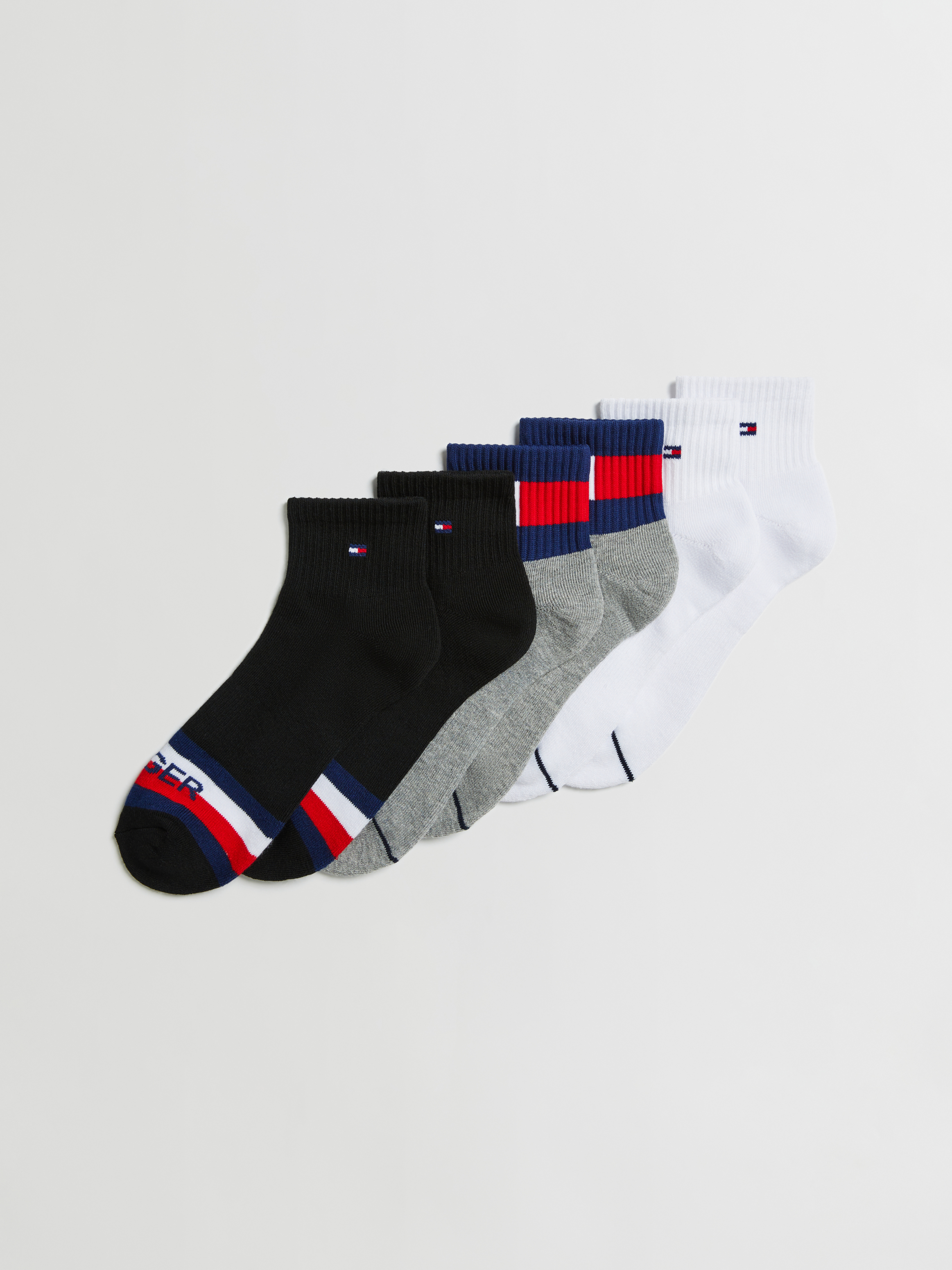 6-Pack Flag Cuff Quarter Socks