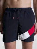 Flag Drawstring Mid Length Slim Fit Swim Shorts