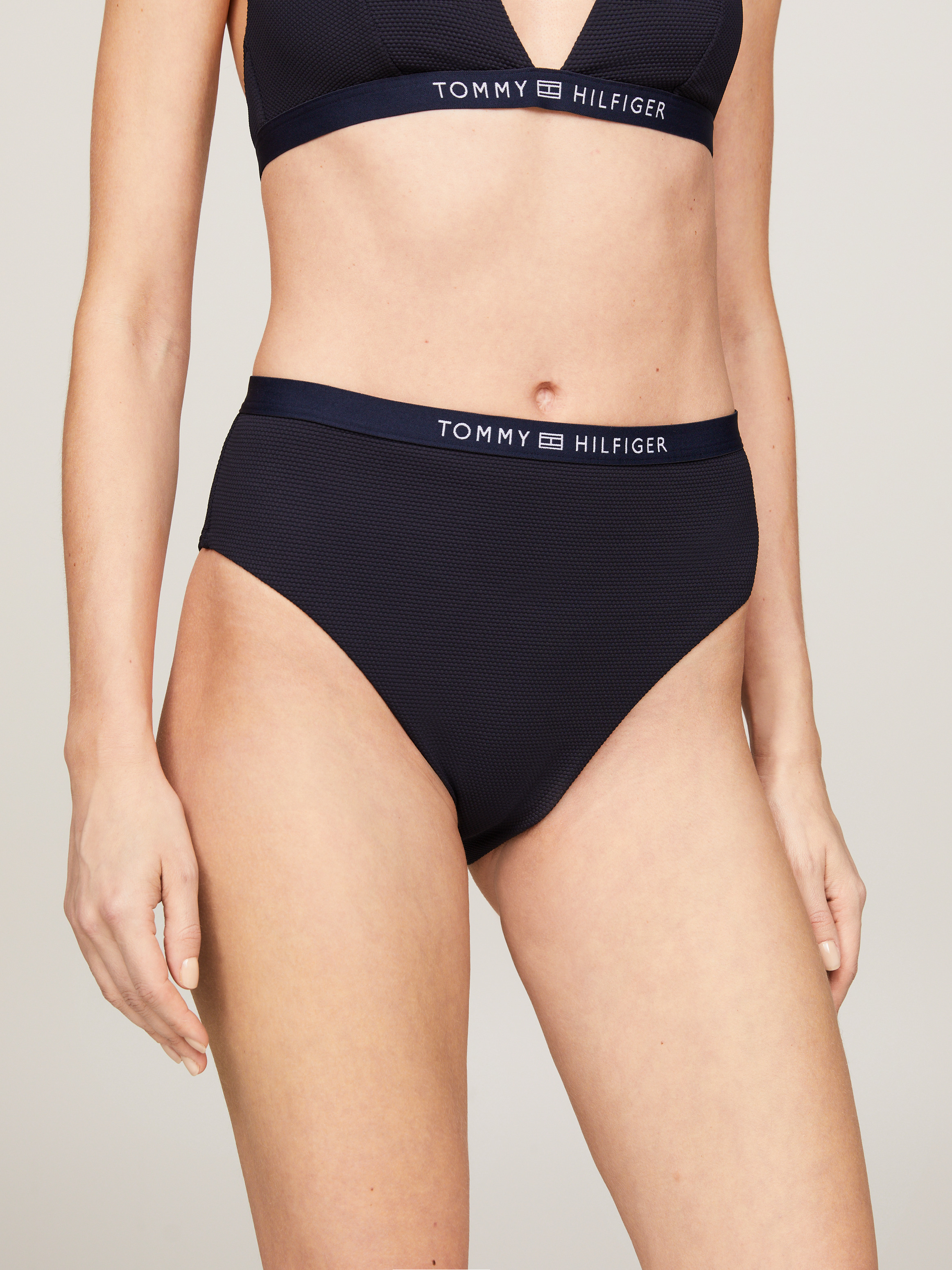 Tonal Logo High Rise Cheeky Bikini Bottoms