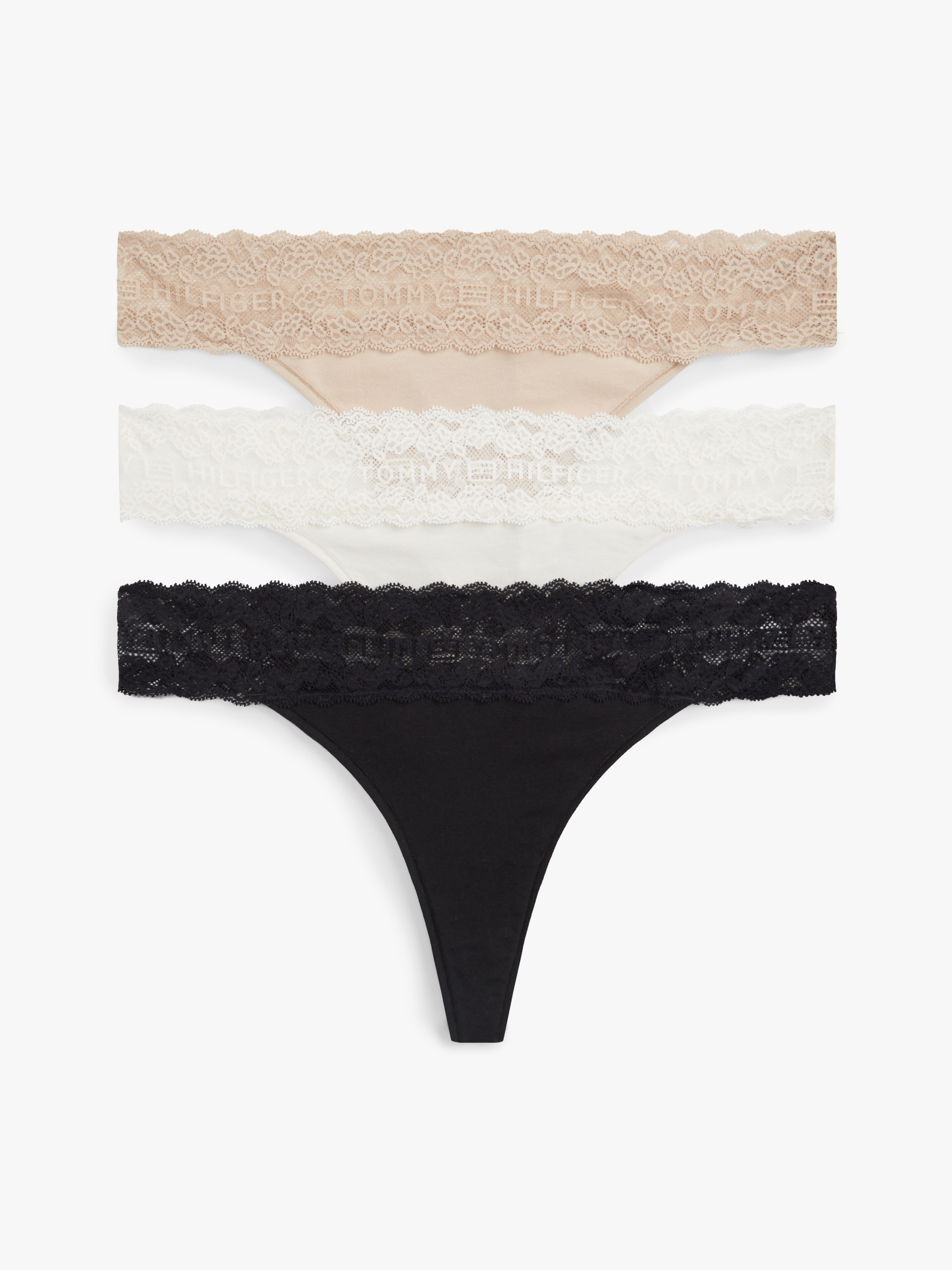 3-Pack Ditsy Lace Tanga Thong