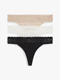 3-Pack Ditsy Lace Tanga Thong
