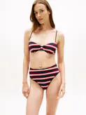 Stripe Ribbed High Rise Cheeky Bikini Bottoms