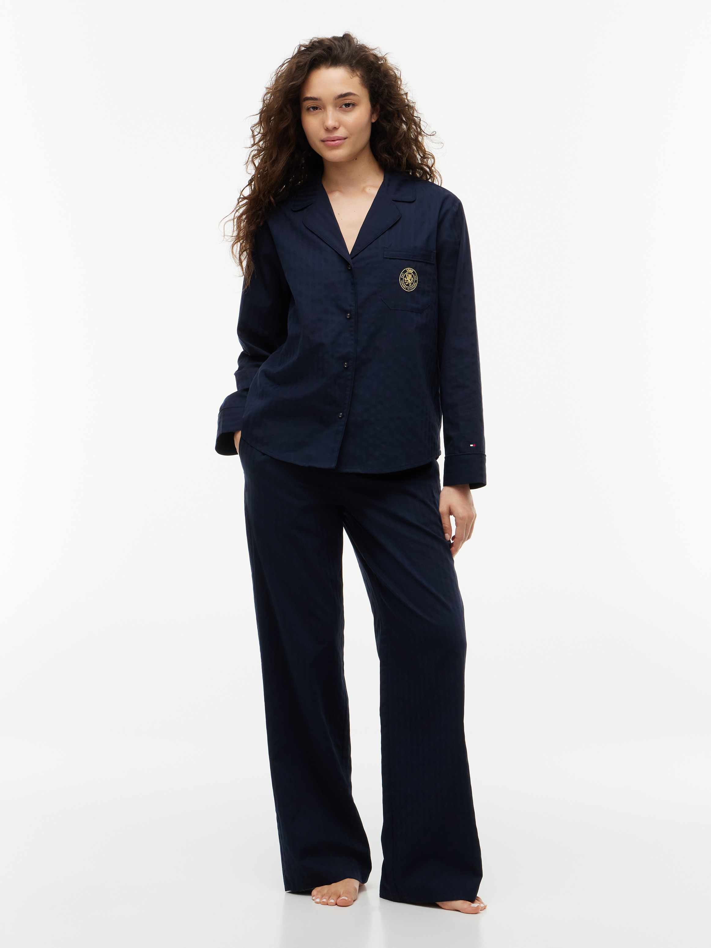 Crest Woven Dobby Long Sleeve Pyjama Set