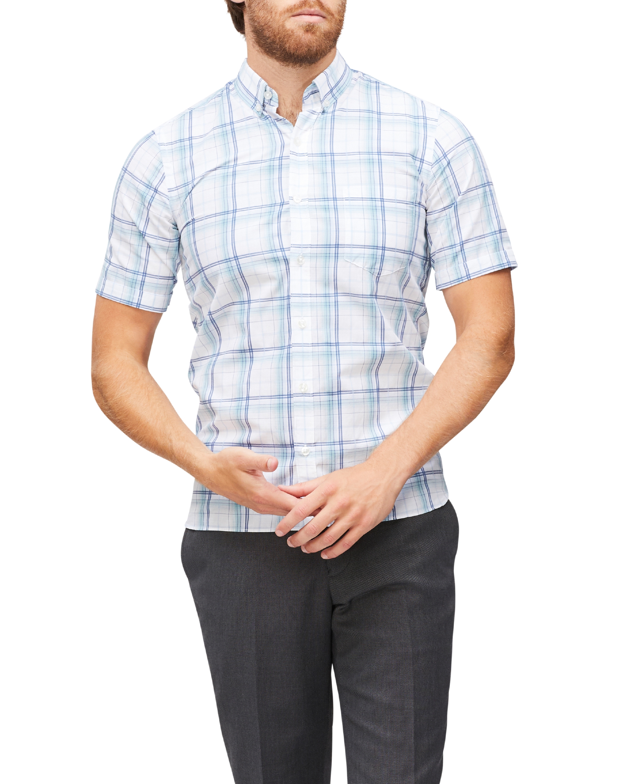 Casual Short Sleeve Large Plaid| Casua 