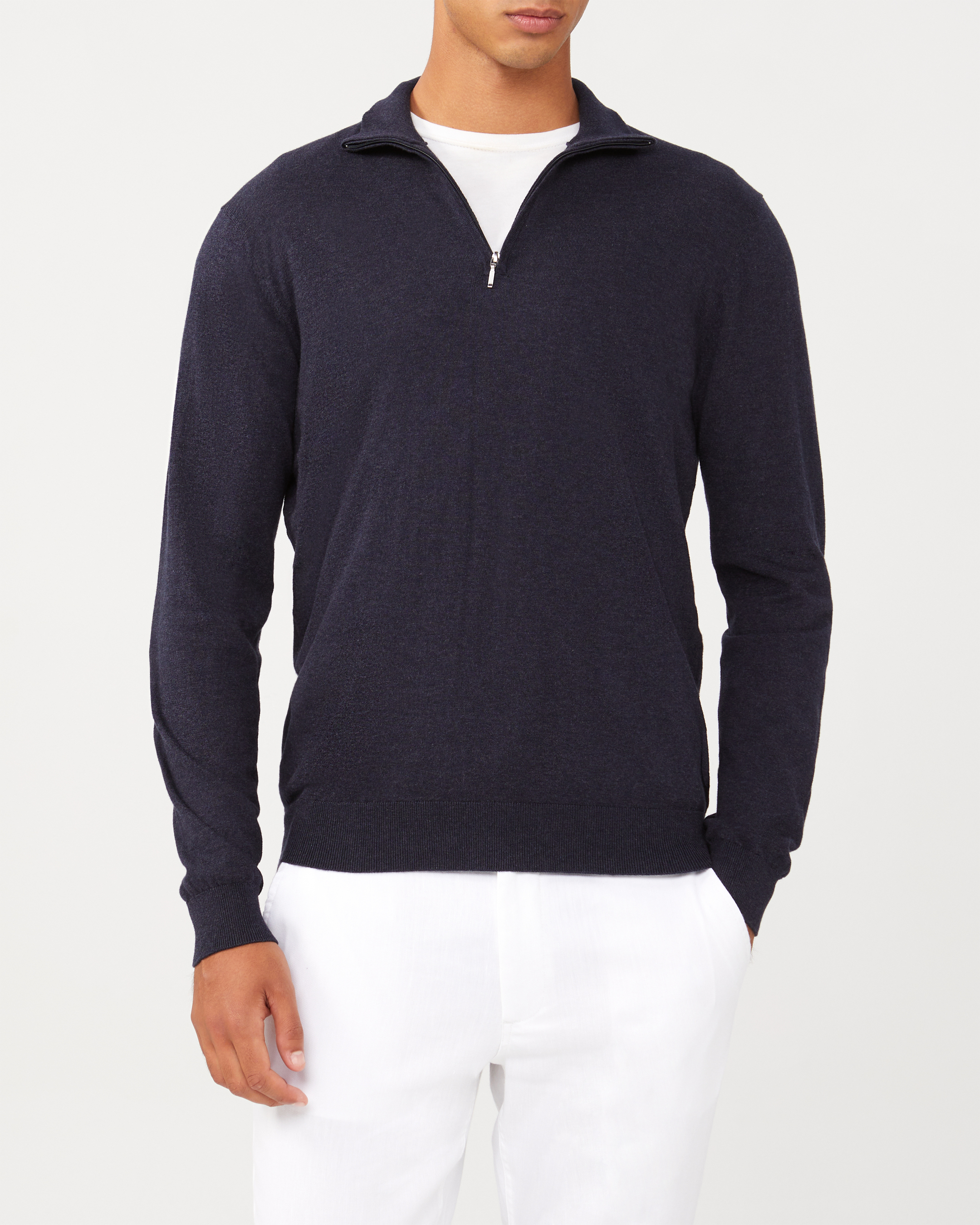 Cotton Quarter Zip Knit Sweater