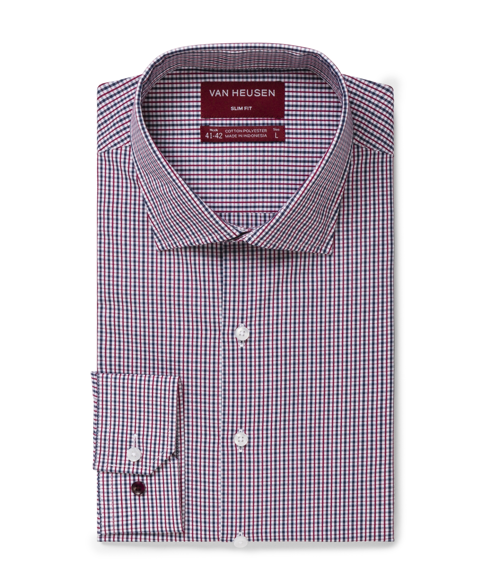 Slim Shirt Navy And Ox Mini Check 
