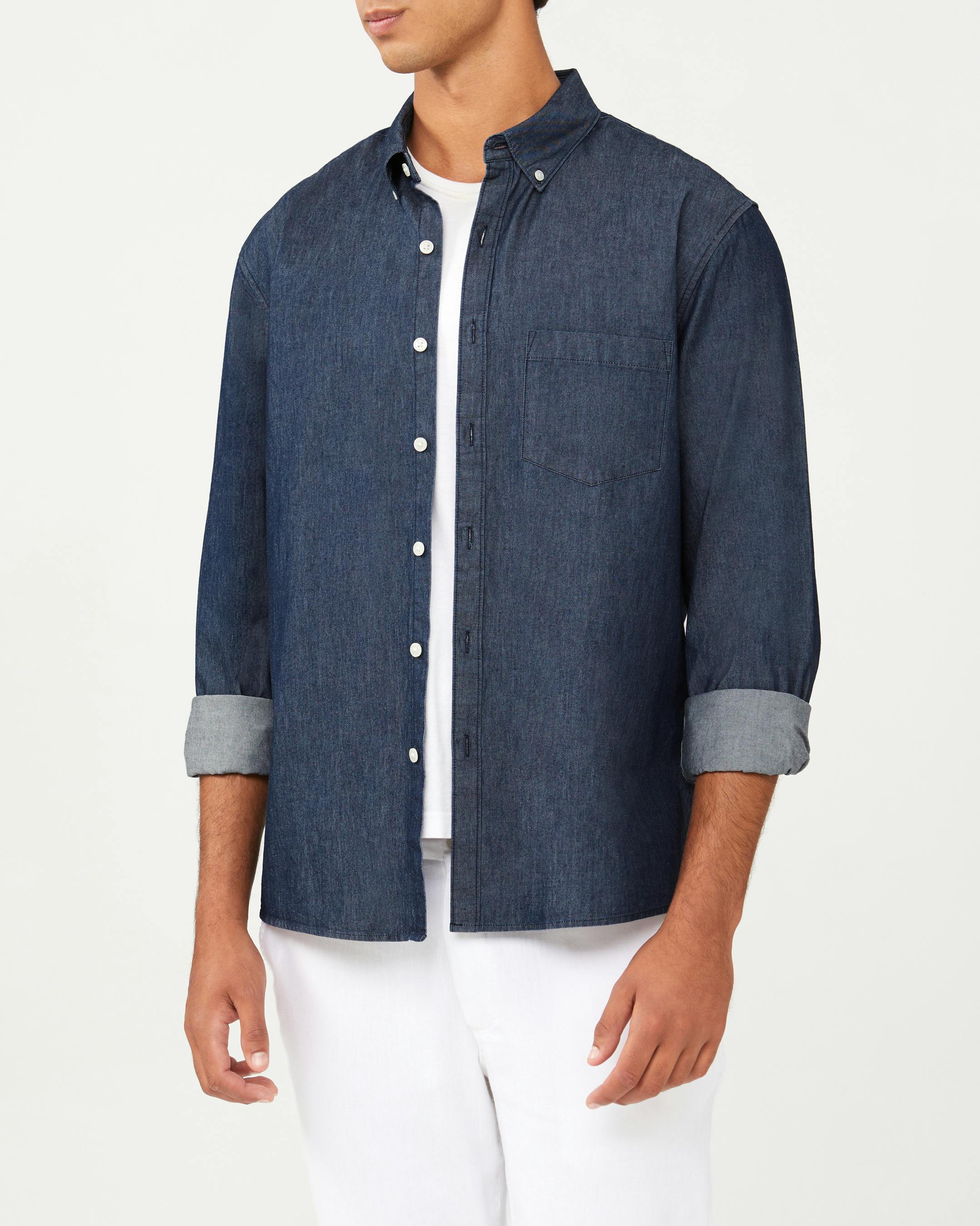 Plain Denim Cotton Shirt I Shirts I Van Heusen