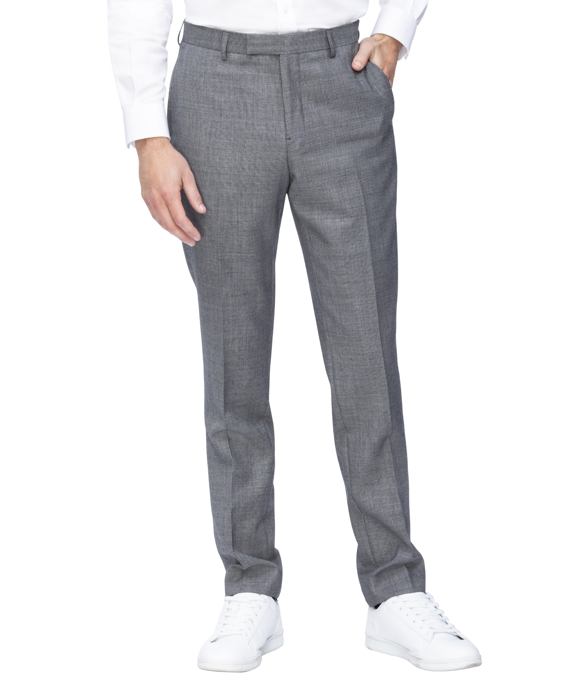 Slim Fit Suit Pant Grey Birdseye| Suits 