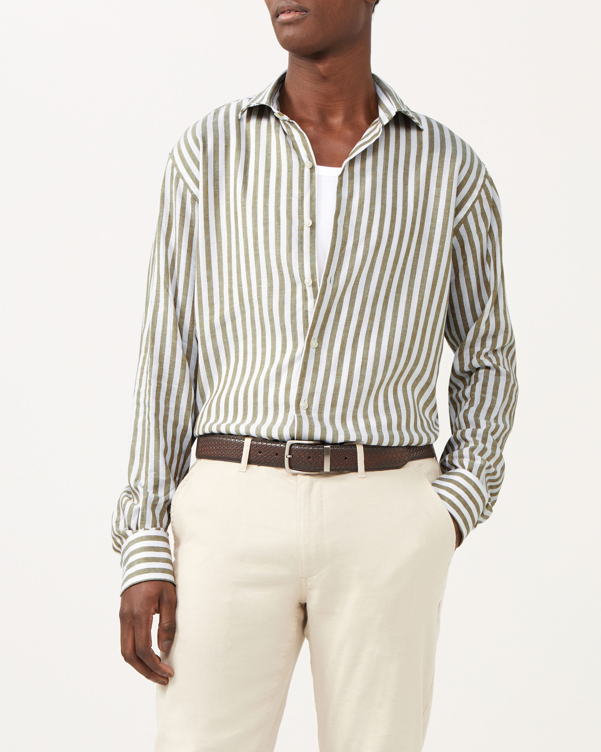 Linen Tencel Stripe Shirt I Men's Shirts I Van Heusen