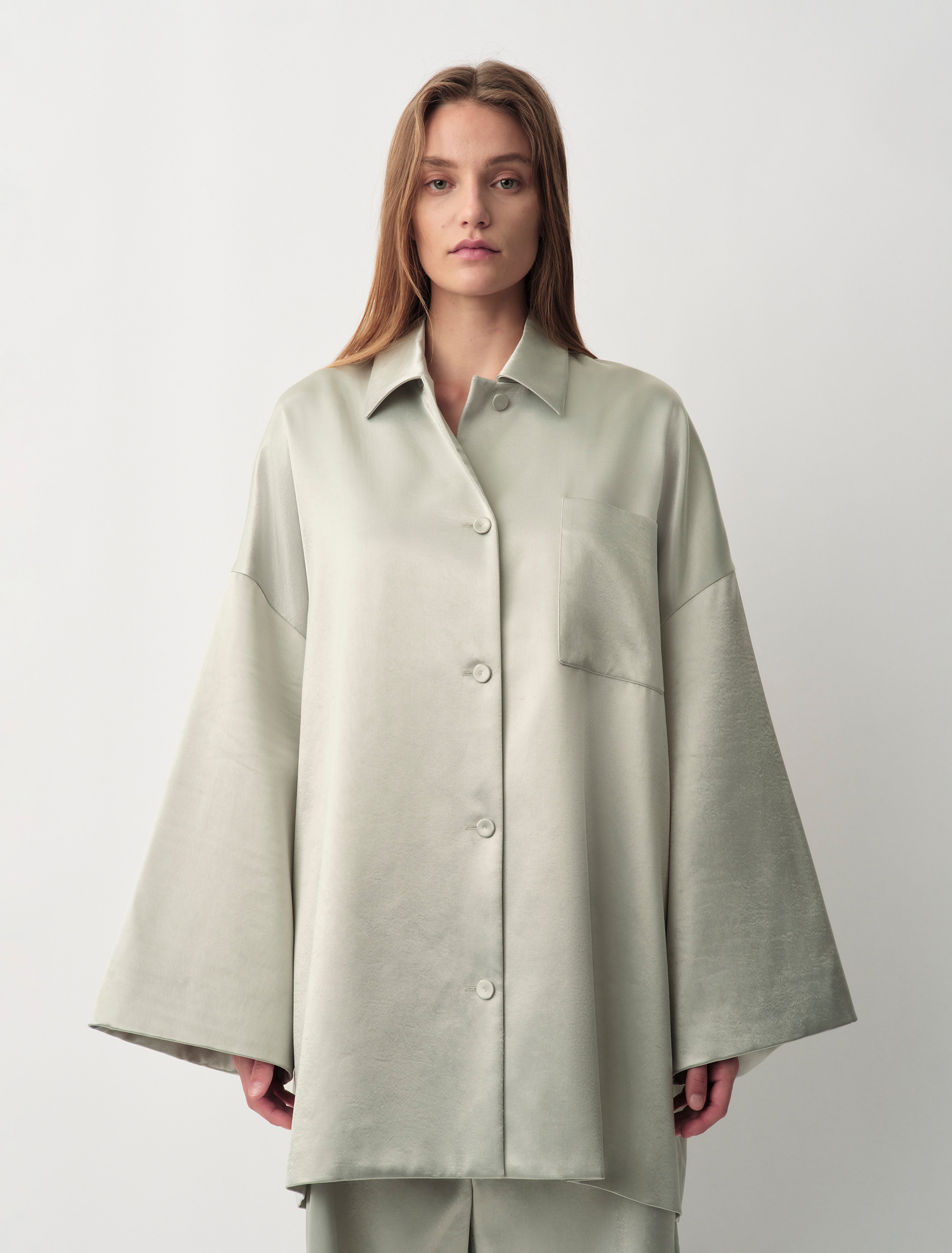 Calder Satin Shirt Jacket