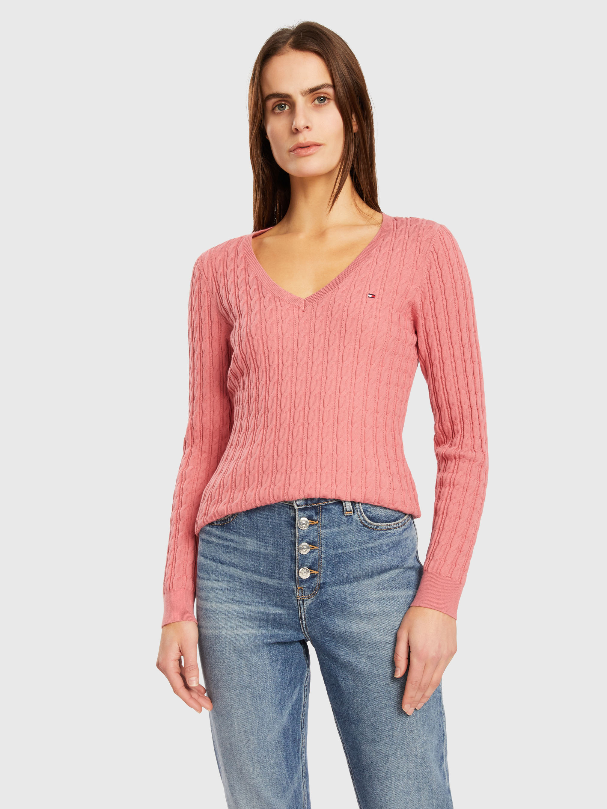 Tommy hilfiger v hot sale neck sweater women's