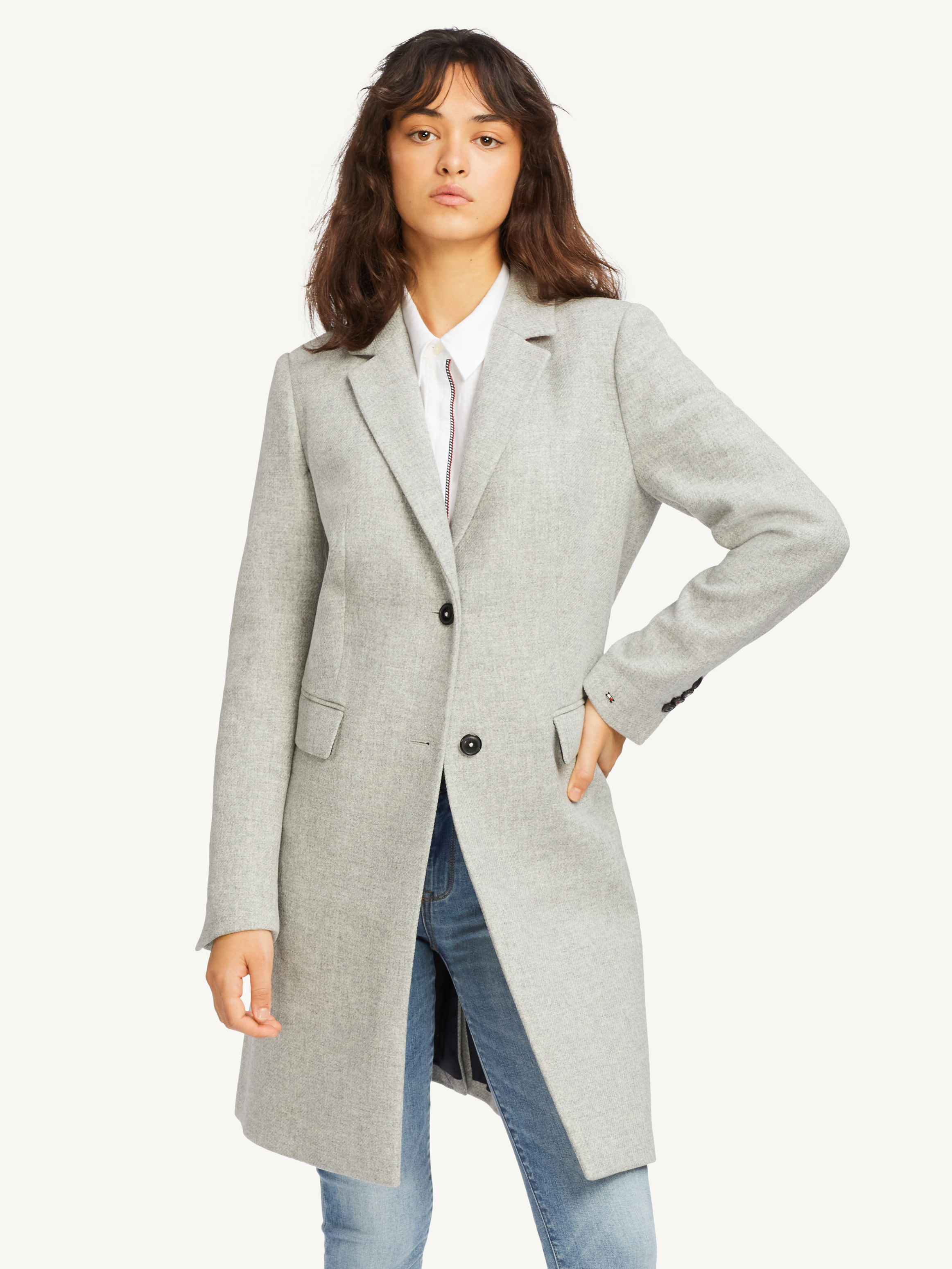 Grey wool cashmere clearance coat