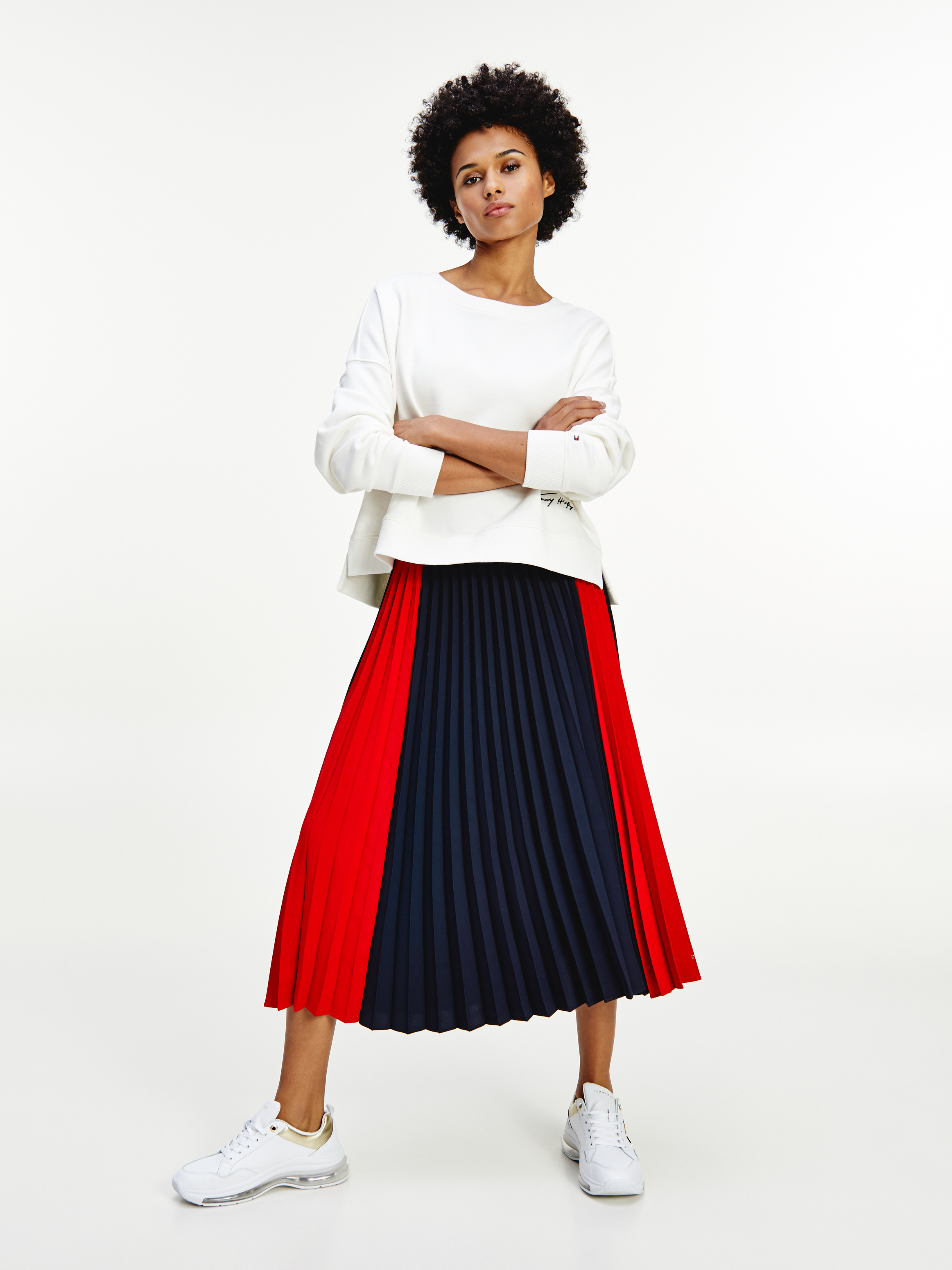 Tommy jeans sales midi pleated skirt