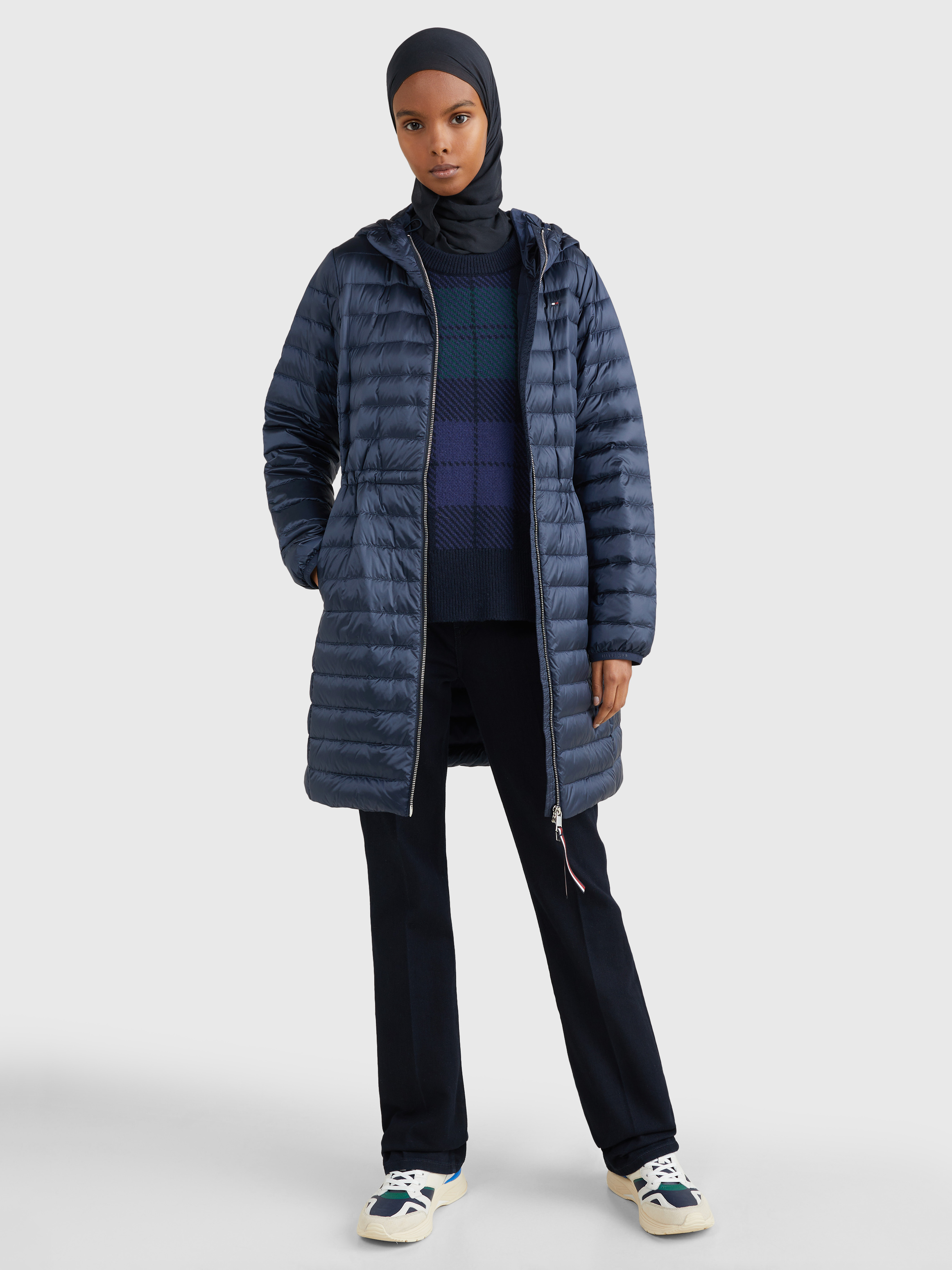 Tommy hilfiger long 2025 quilted down coat