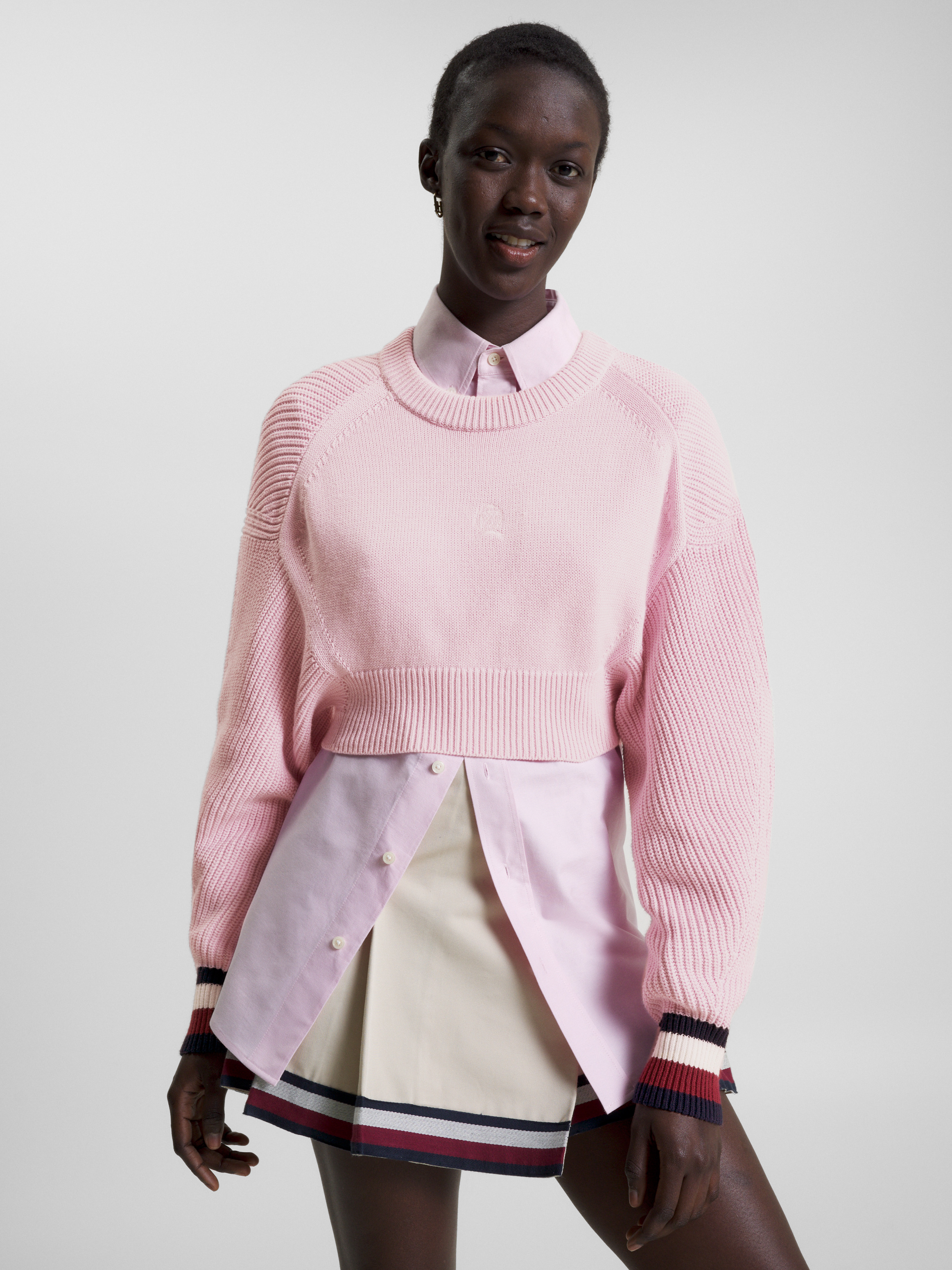 Pink cropped outlet knitted jumper