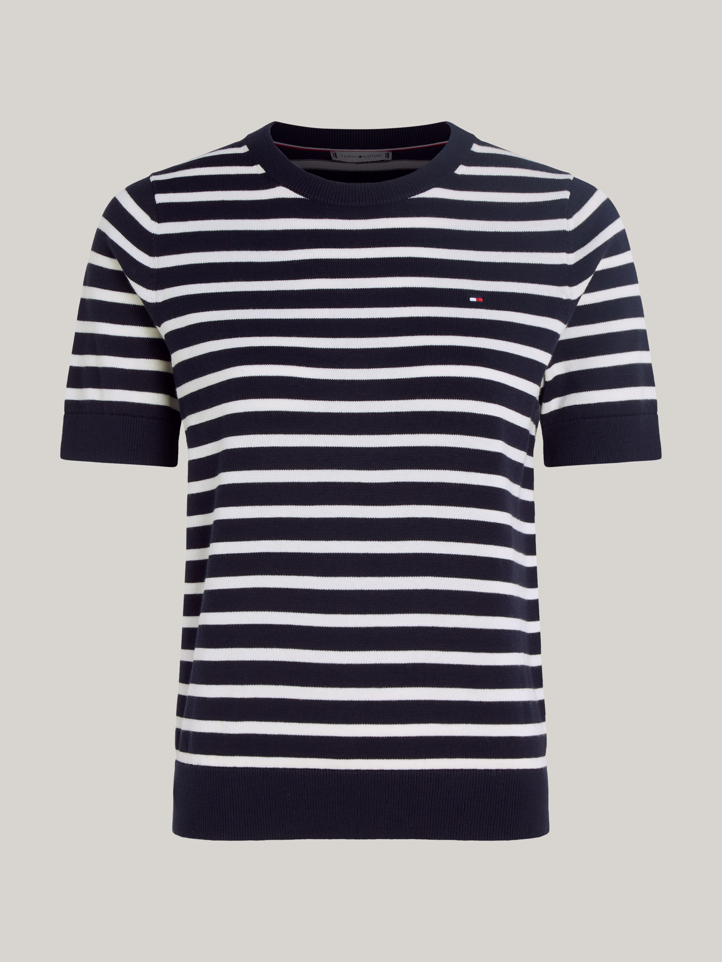【WHO.A.U】Steve embroidered bold stripe short sleeve T WHO.A.U] Steve Embroidery Bold Stripe Short Sleeve T-shirt