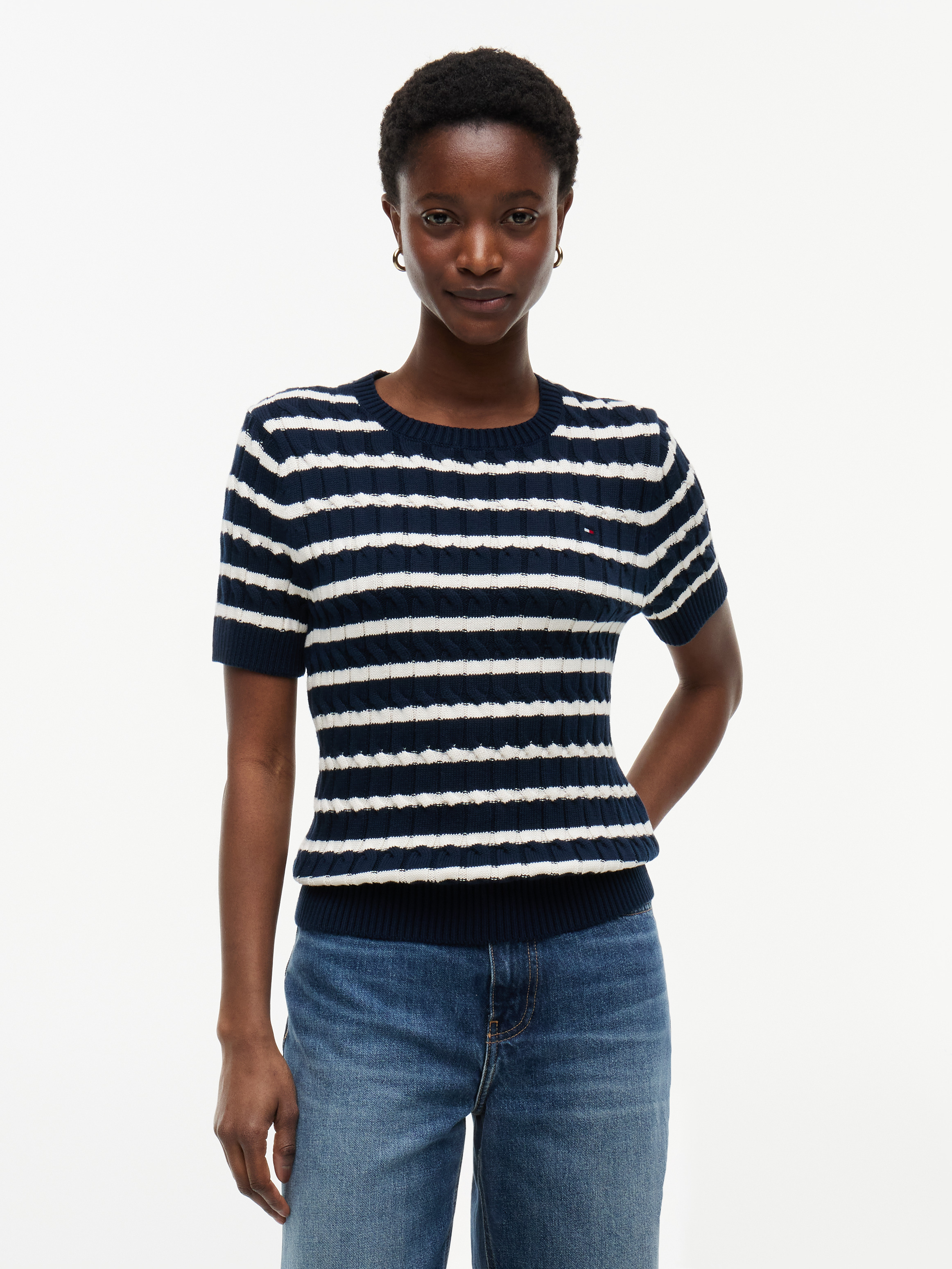 DARK NIGHT/IVORY PETAL STRIPE