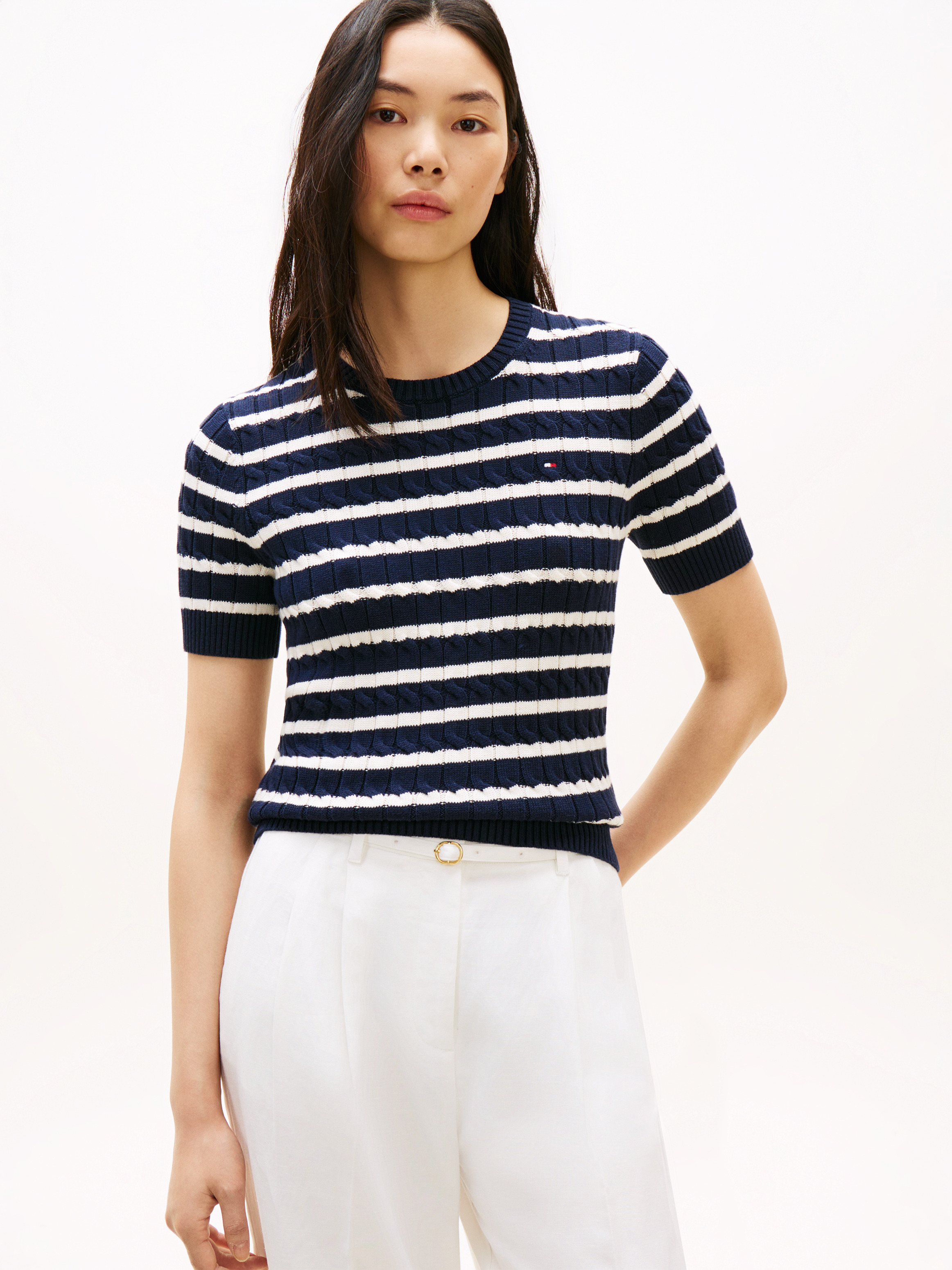 DARK NIGHT/IVORY PETAL STRIPE