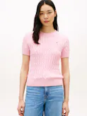 Cable Knit Slim Short Sleeve Jumper
