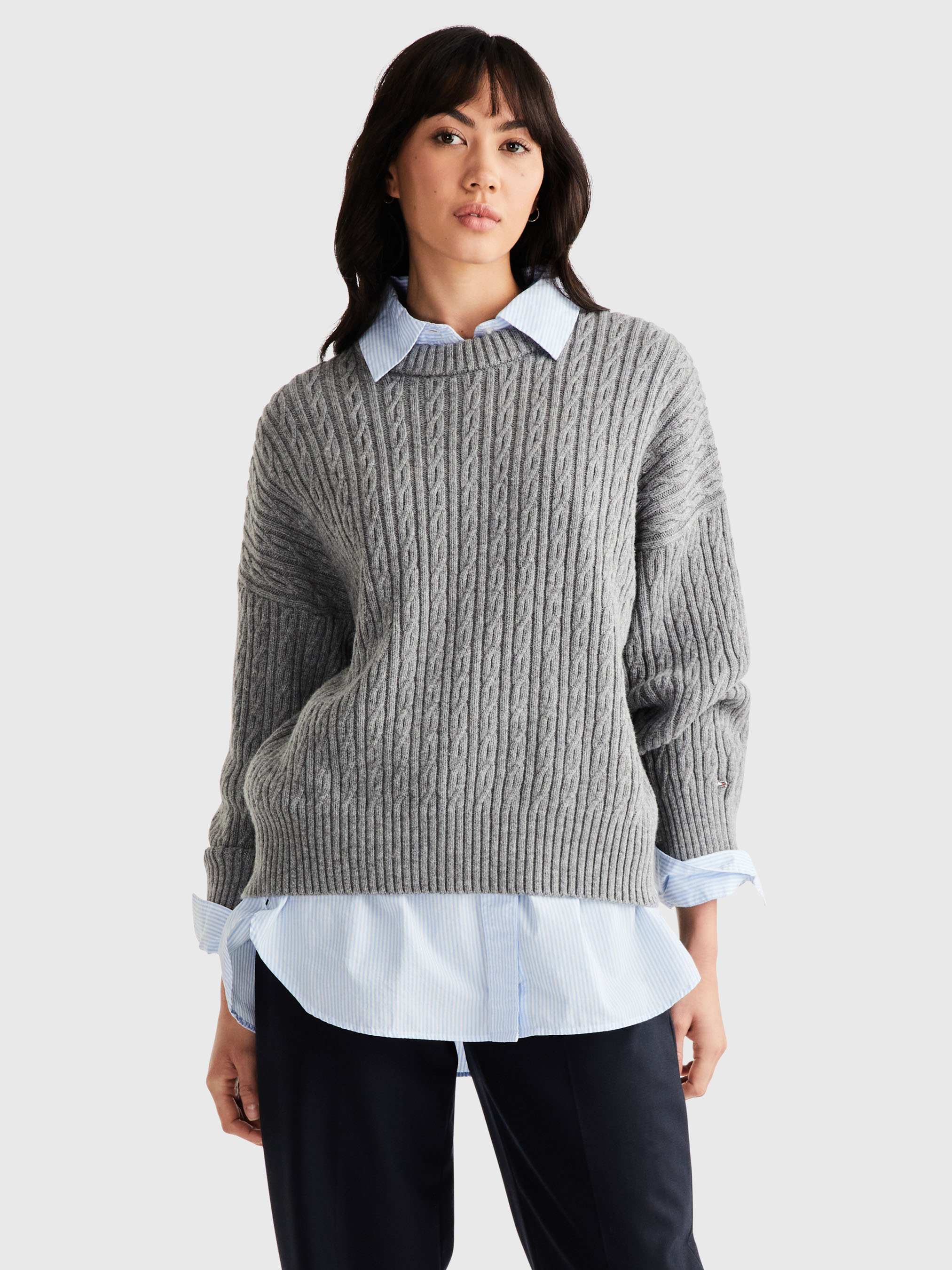 Grey cable sale knit sweater