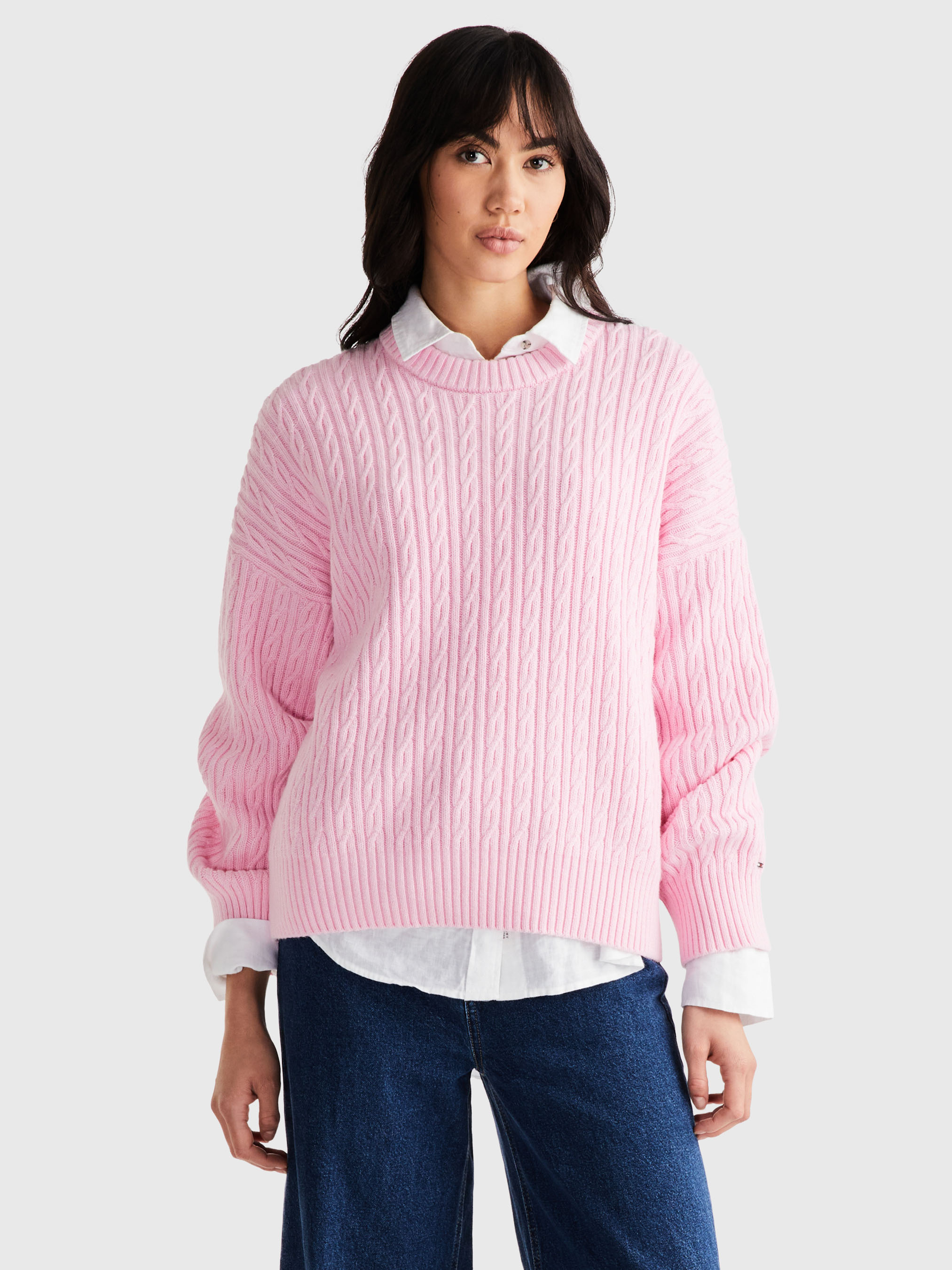 Cable Knit Crew Neck Sweater