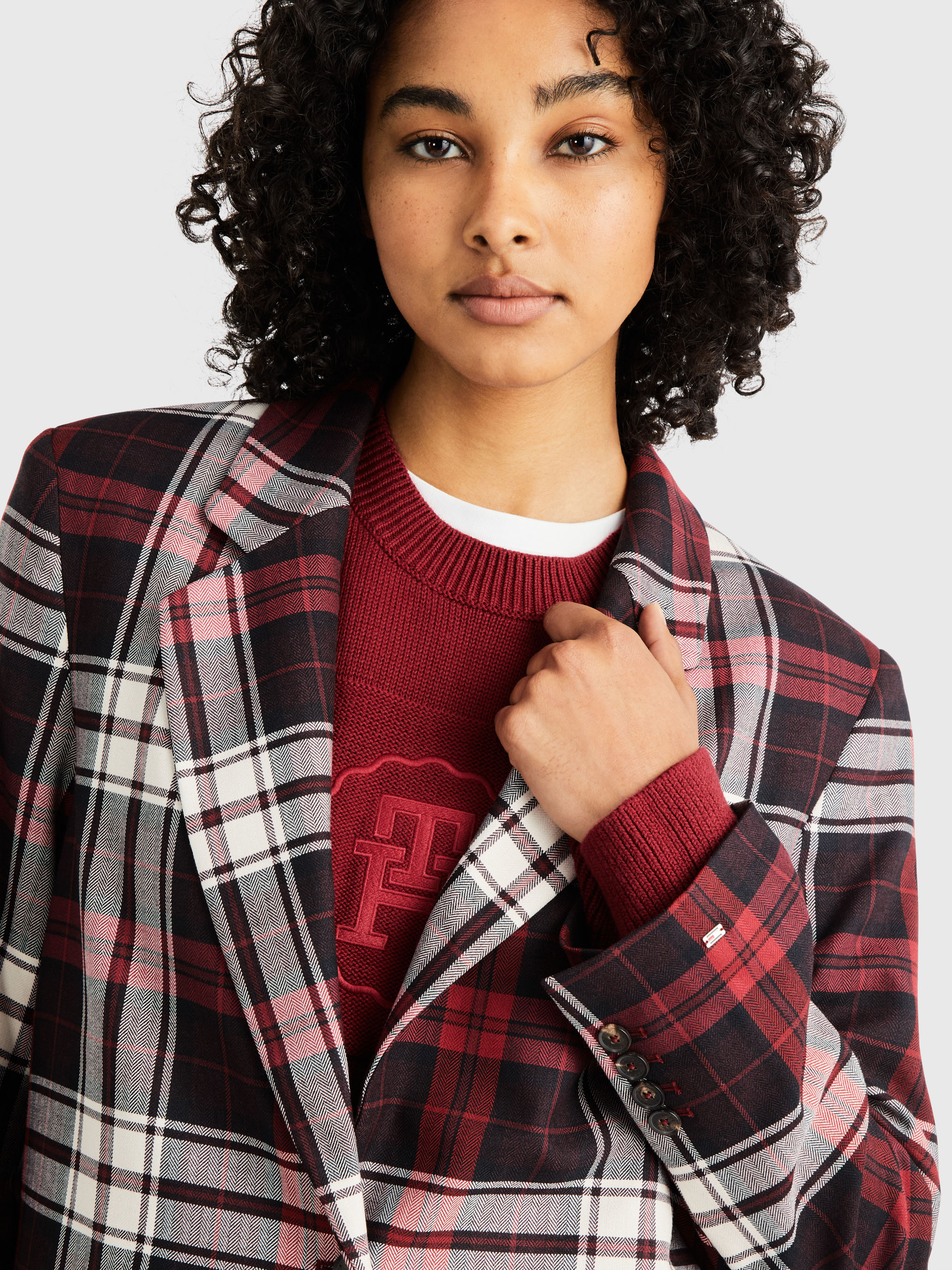 Women's tartan plaid blazer sales