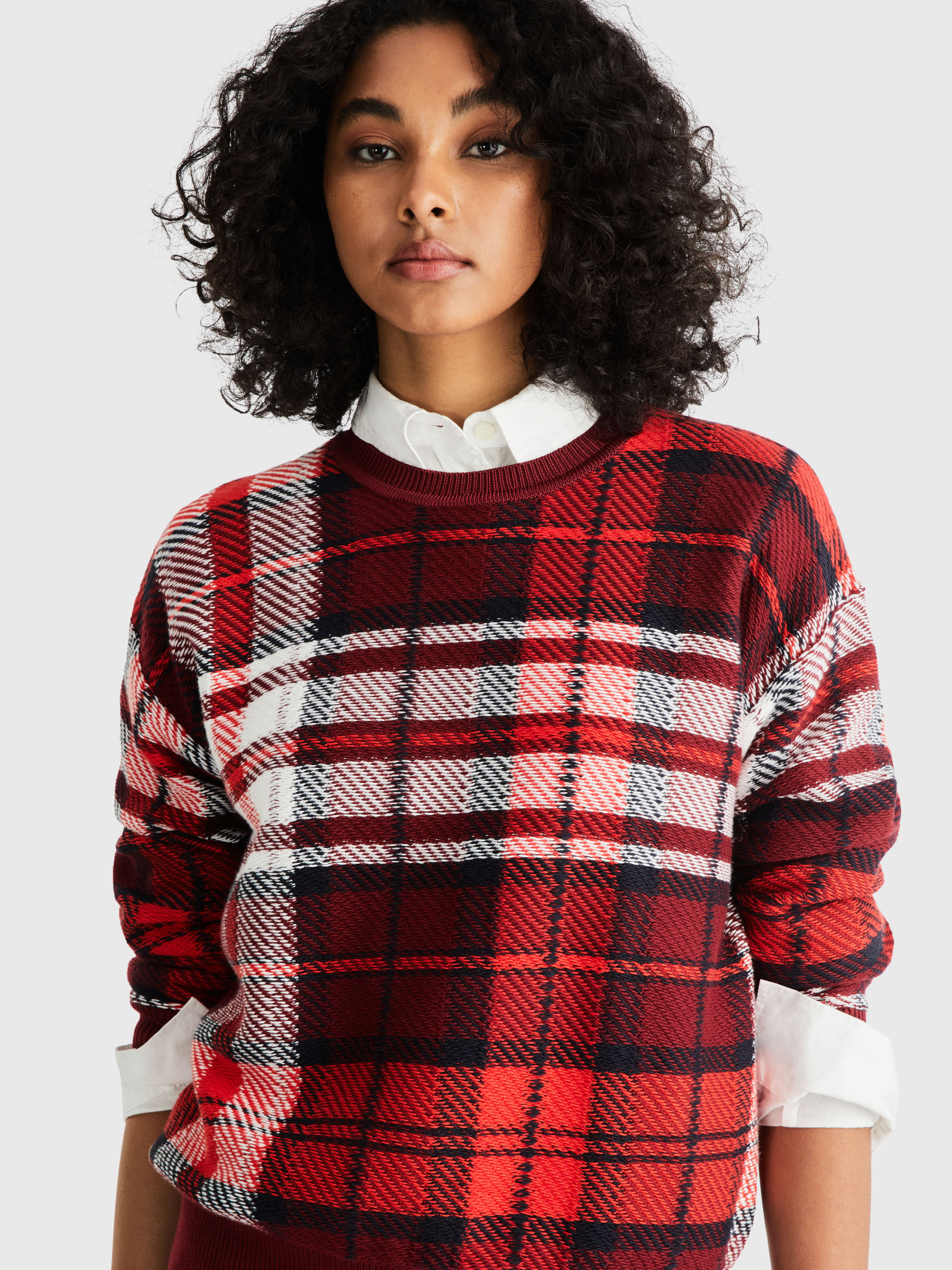 Tartan Check Co Sweater | Knitwear | Tommy Hilfiger