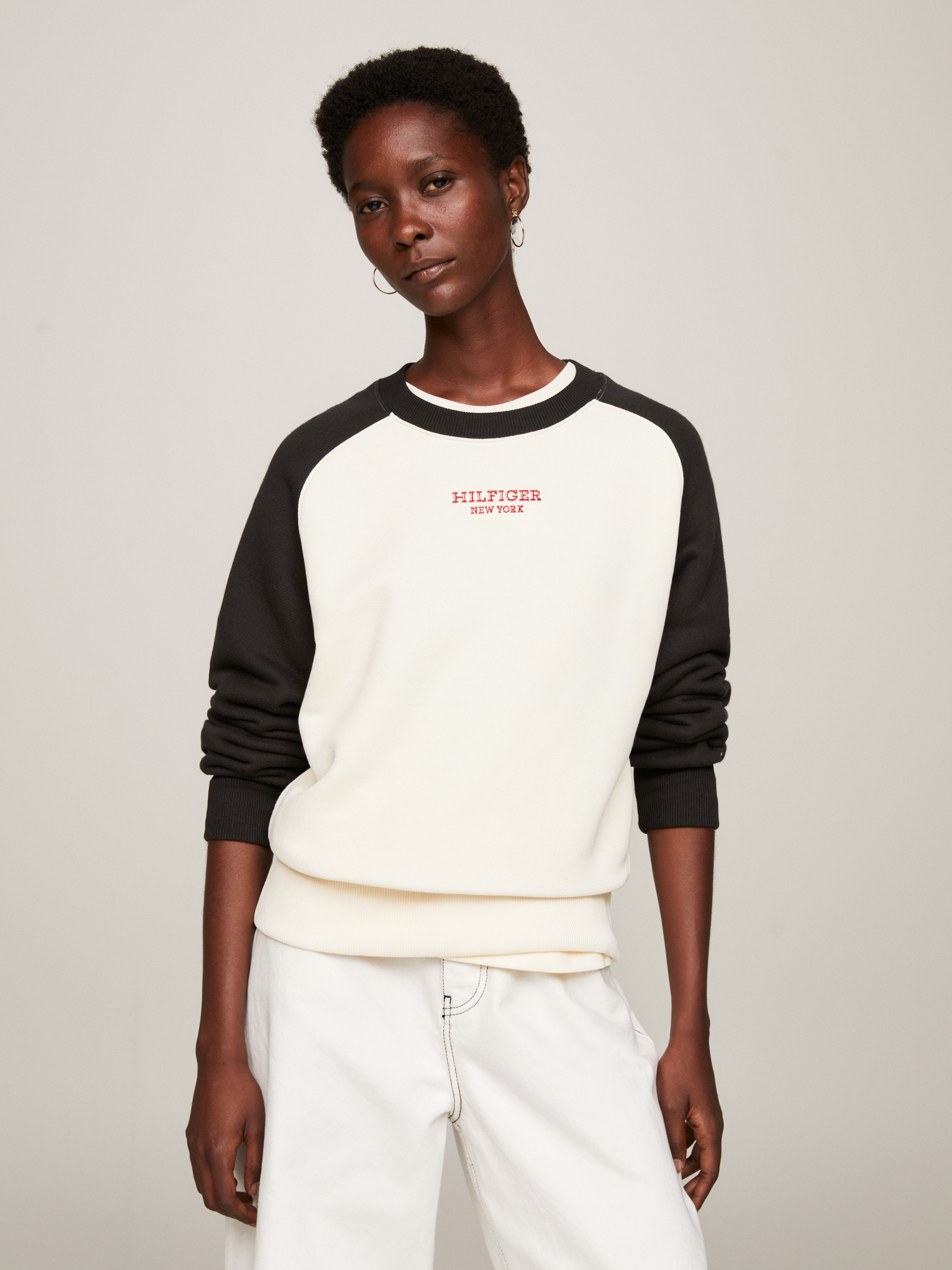 Hilfiger Monotype Colour Blocked Relaxed Sweatshirt Sweatshirts Hoodies Tommy Hilfiger