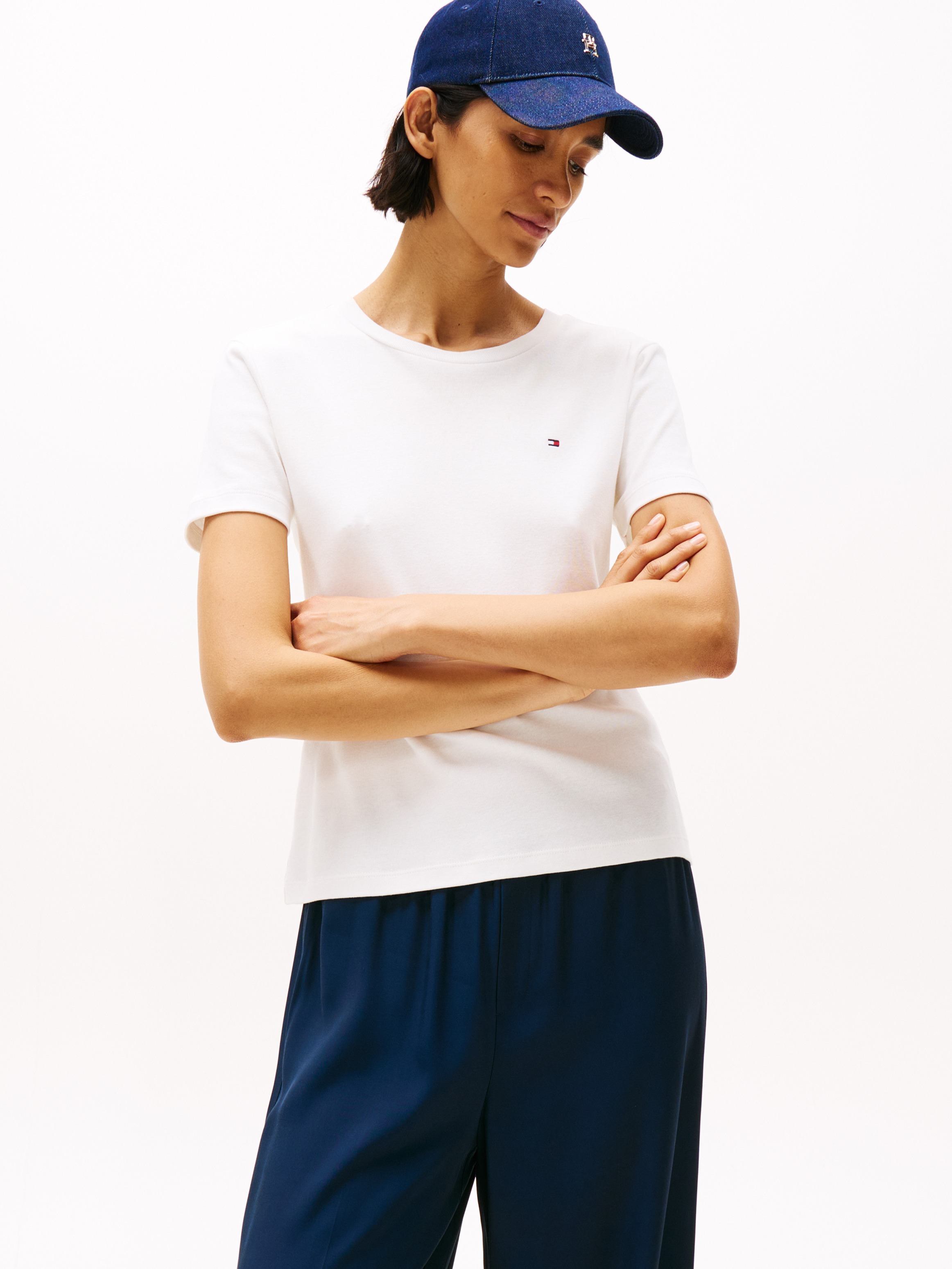 売れ筋商品|||トミー ヒルフィガー Tシャツ レディース トップス SLIM CODY  - Print T-shirt - classic breton orange/ecru Tommy Hilfiger SLIM CODY V NECK - T-shirts - classic breton