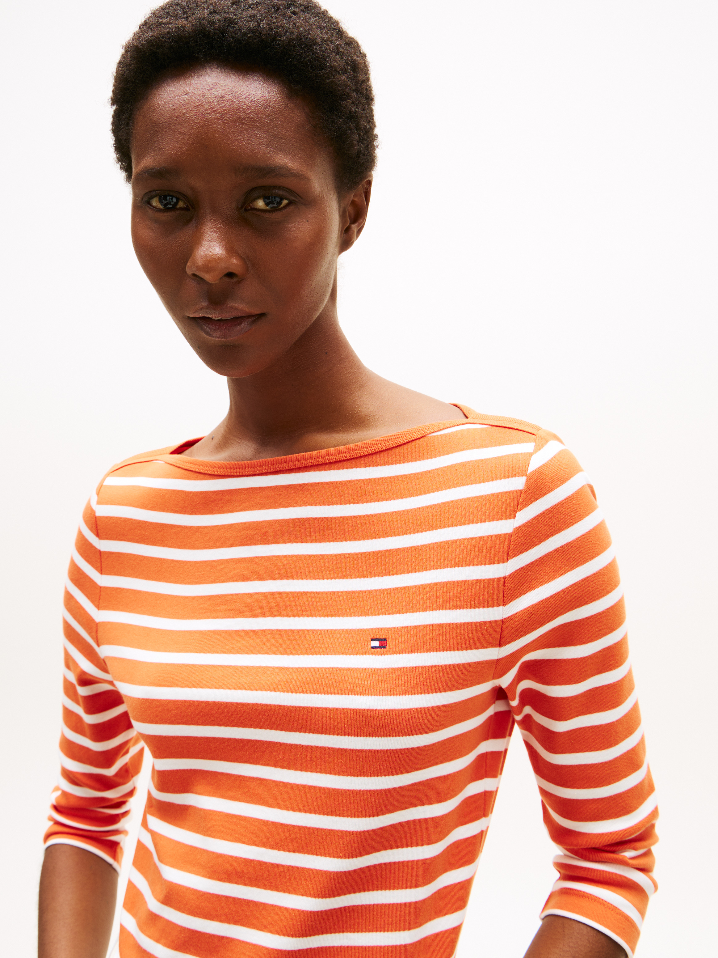 売れ筋商品|||トミー ヒルフィガー Tシャツ レディース トップス NEW CODY SLIM BOAT  - Long sleeved top - classic breton orange/ecu Cody Boat Neck T-Shirt | T-Shirts | Tommy Hilfiger