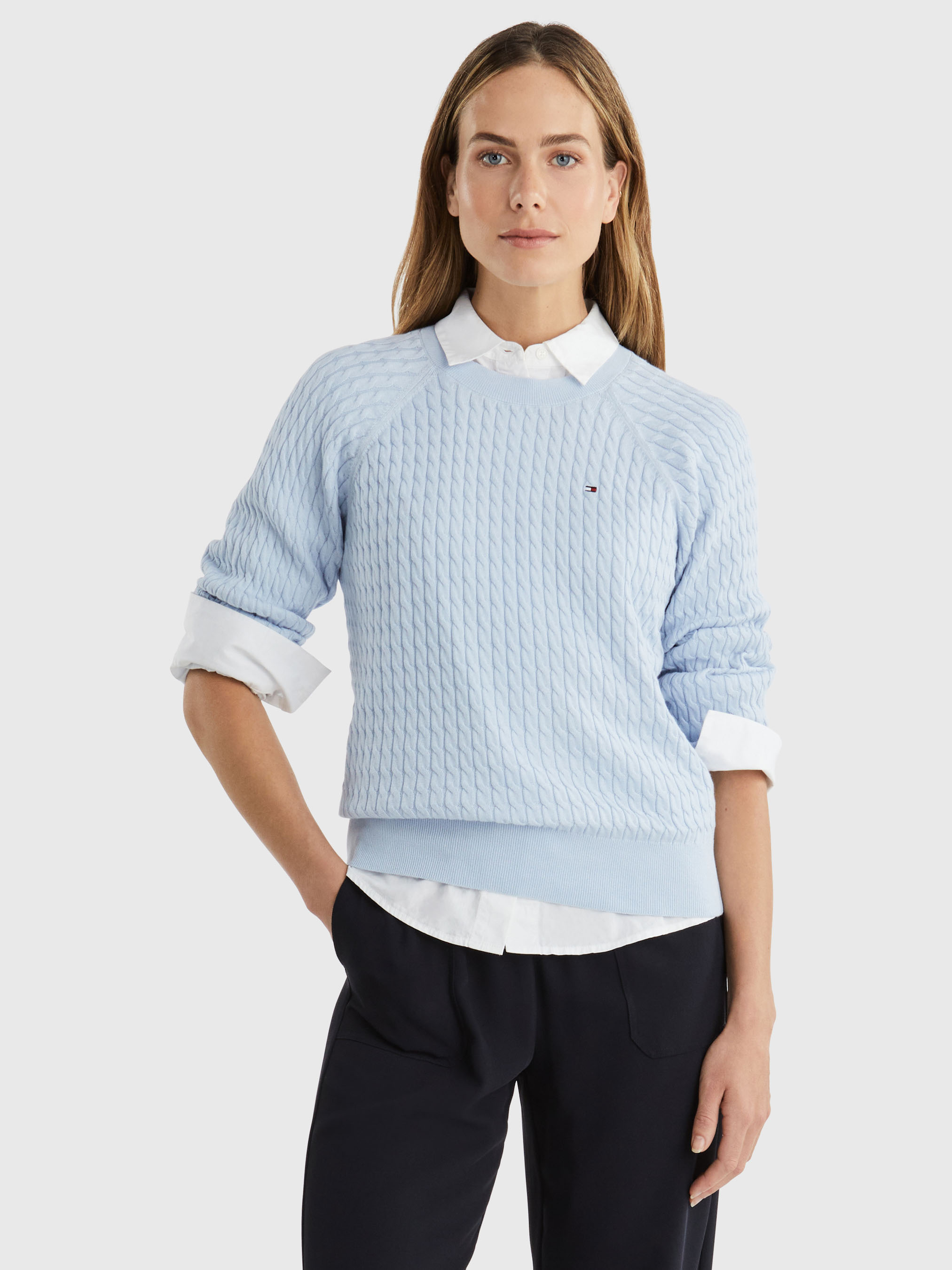 Cable Knit Relaxed Fit Jumper Knitwear Tommy Hilfiger